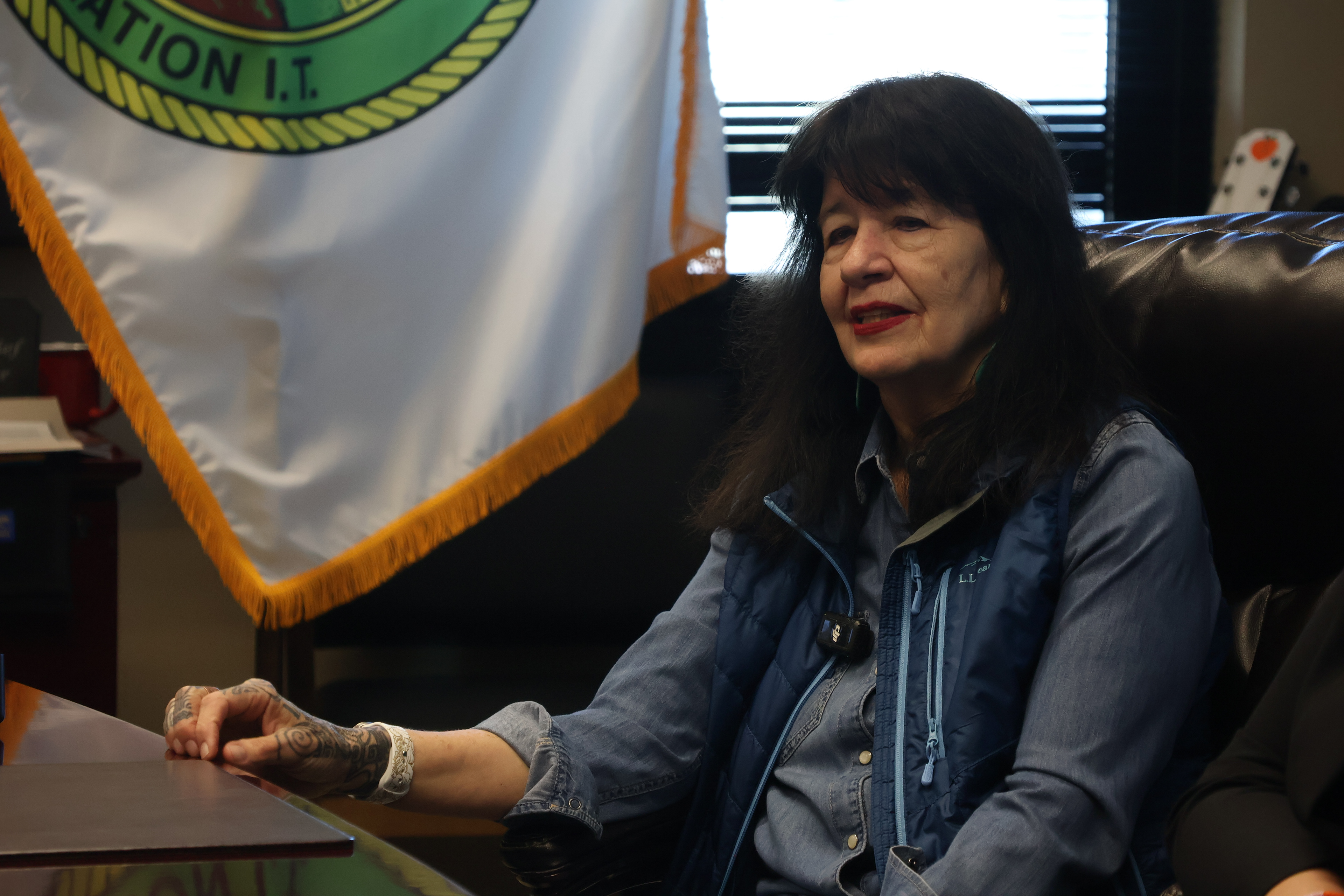 Joy Harjo, former U.S. poet laureate, discusses Muscogee nation art representation. Elena Andra Stoica