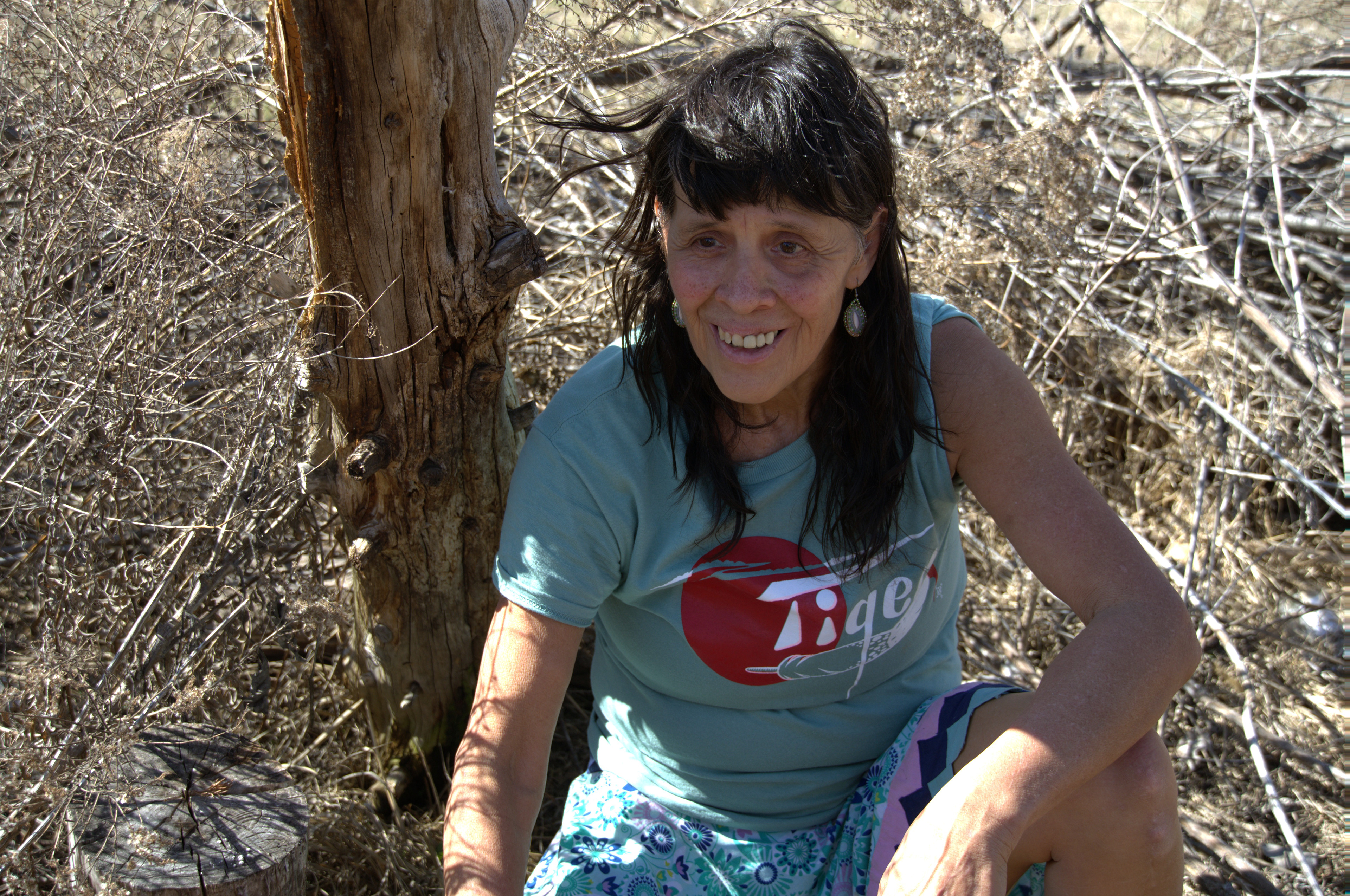 Dana Tiger sitting in her prayer circle in Muskogee, OK. Tabitha Hidalgo