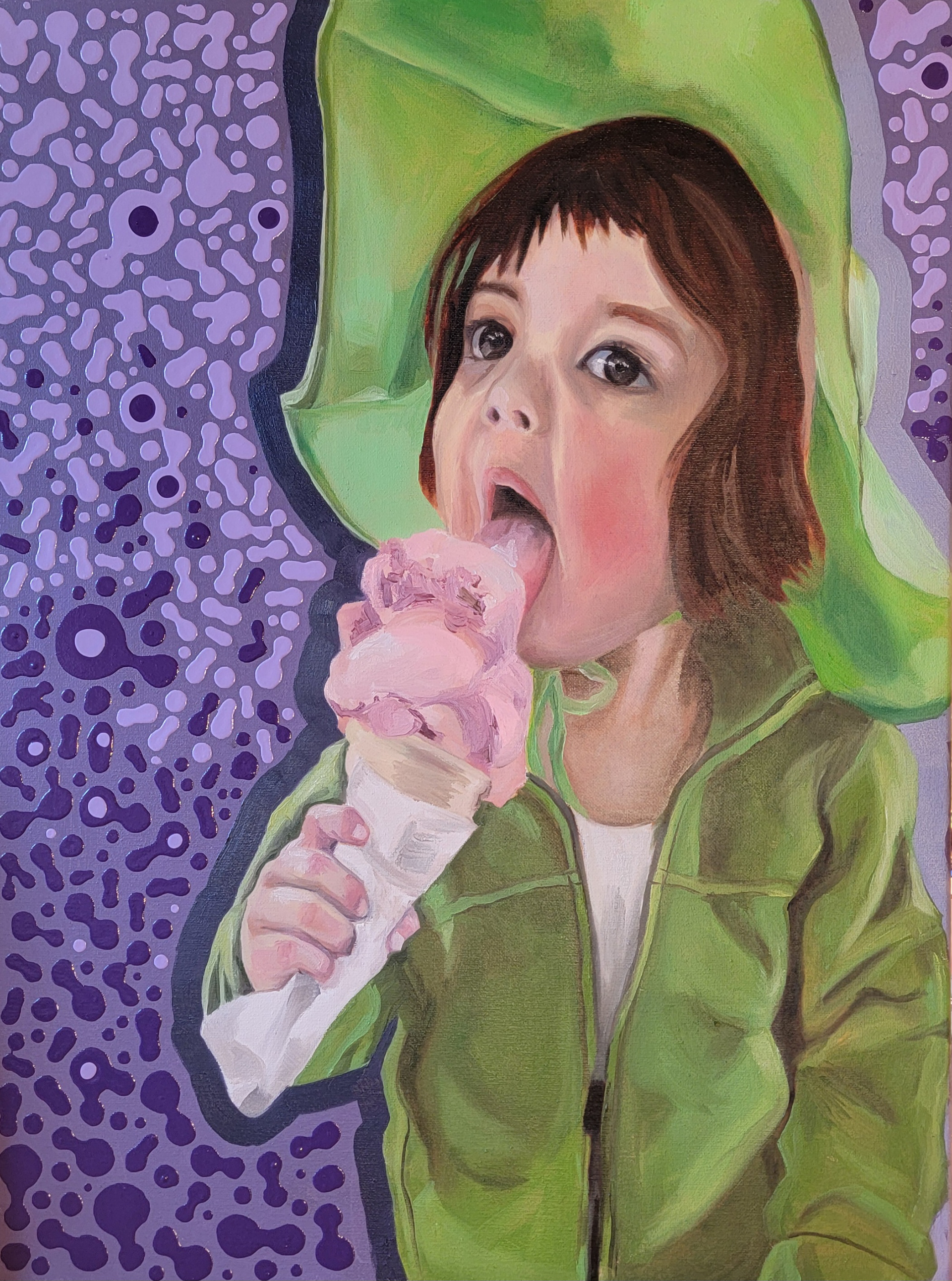 "Strawberry Ice Cream" 18x24  Oil and Acrylic on Canvas SOLD
