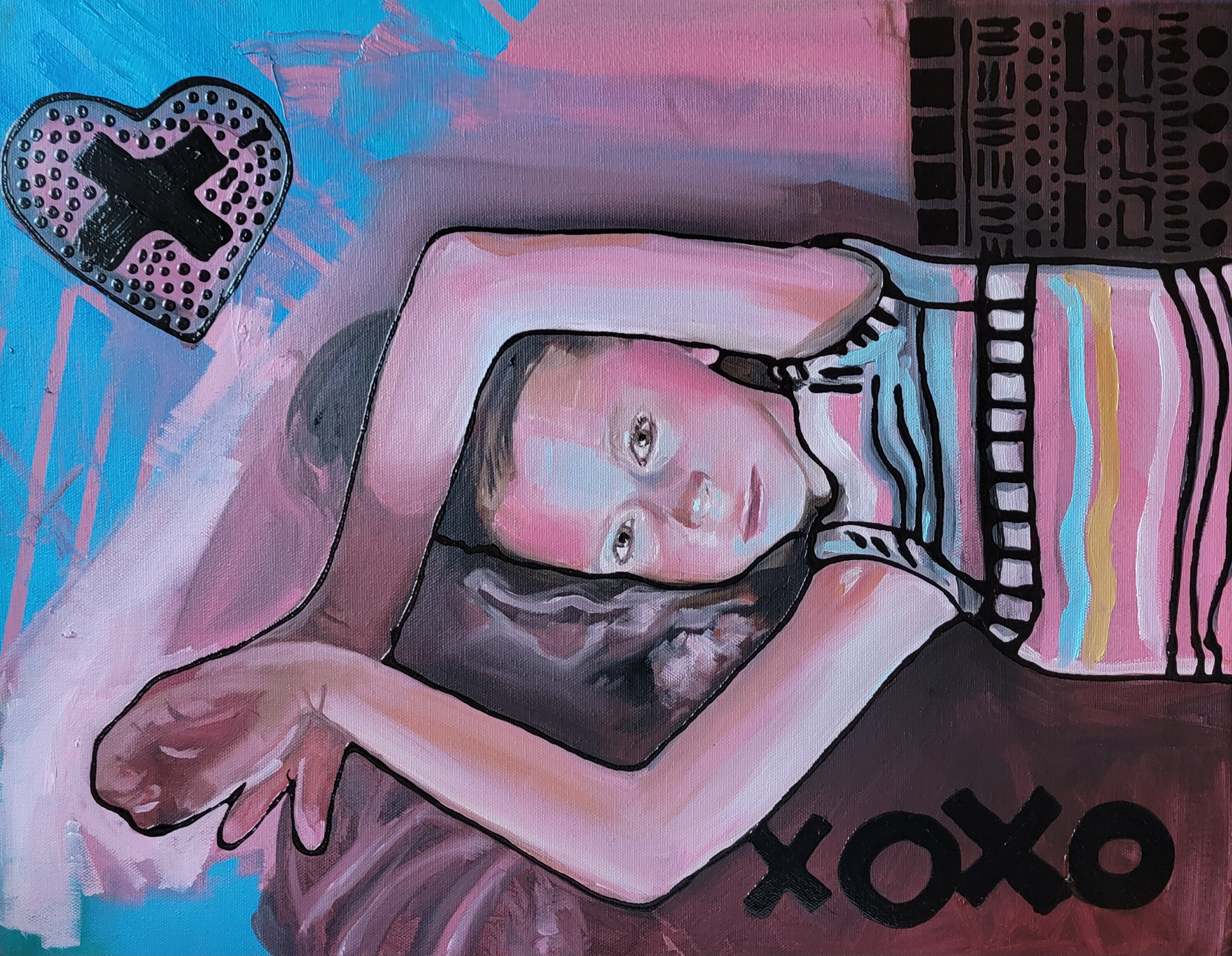 "Del Laying" 20x16 Oil and Acrylic on Canvas AVAILABLE