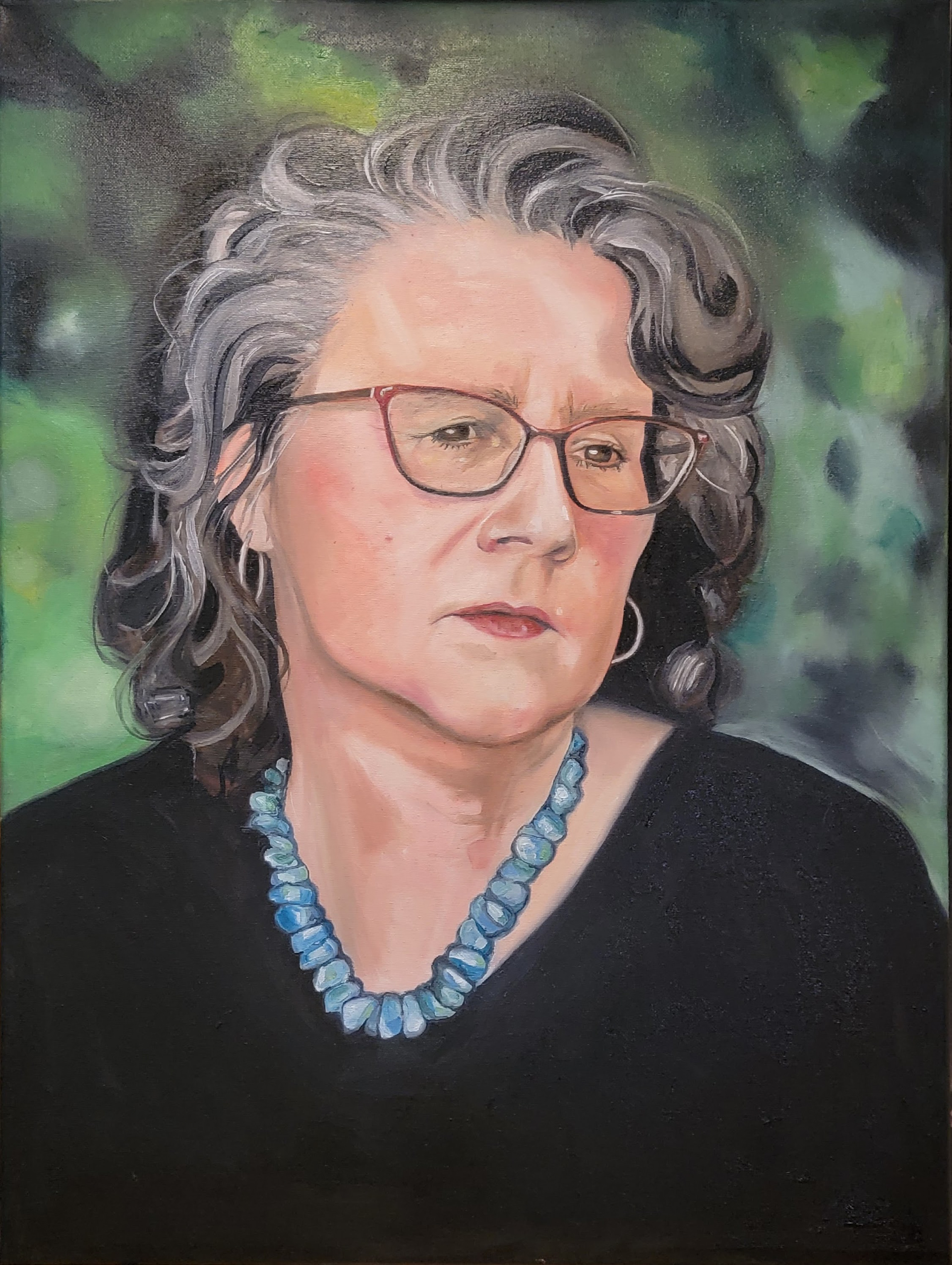 "Erika in the Garden" 24x36 Oil on Canvas SOLD