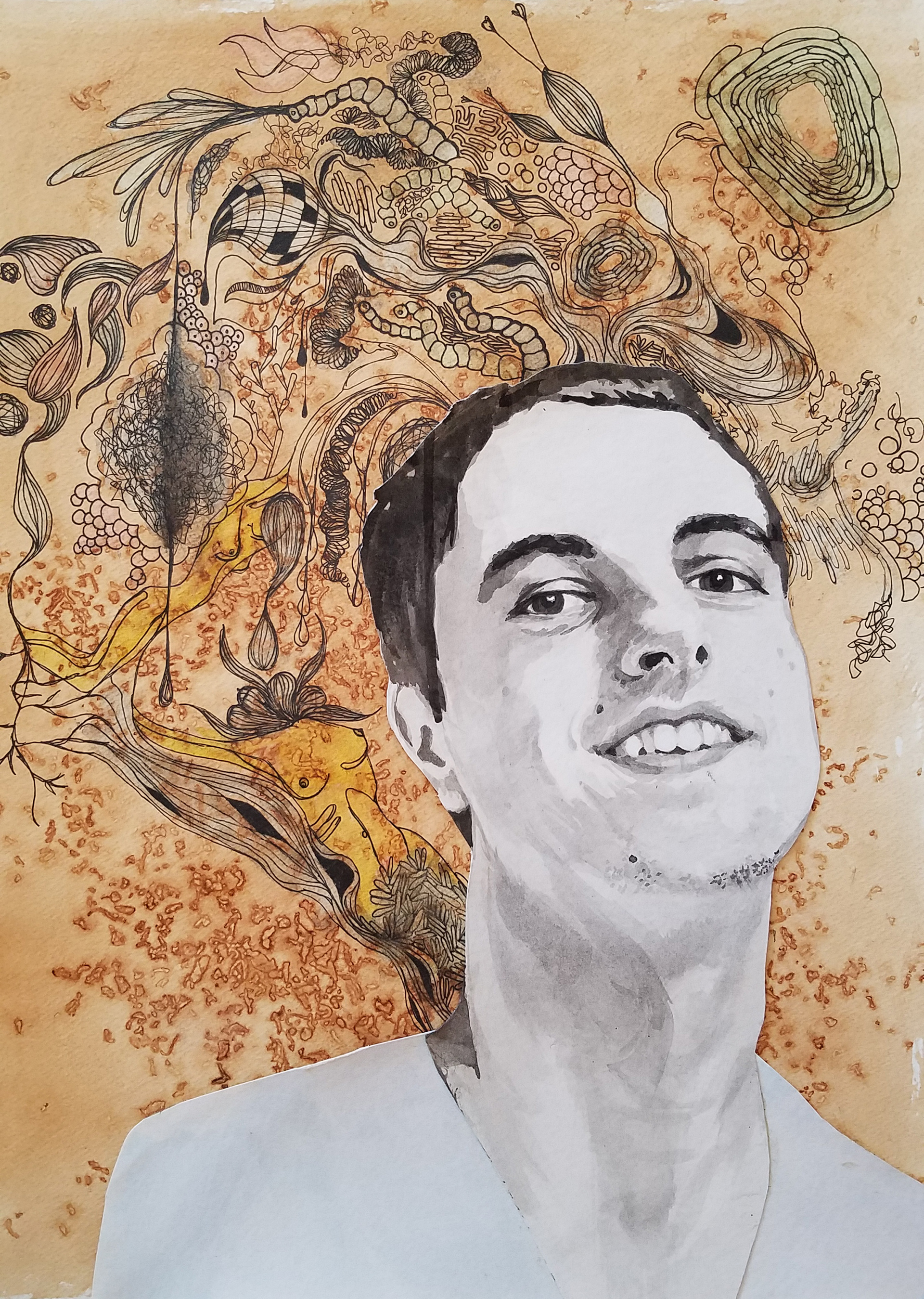 "Dry but not Barren" Watercolor Ink Collage 18x24 AVAILABLE