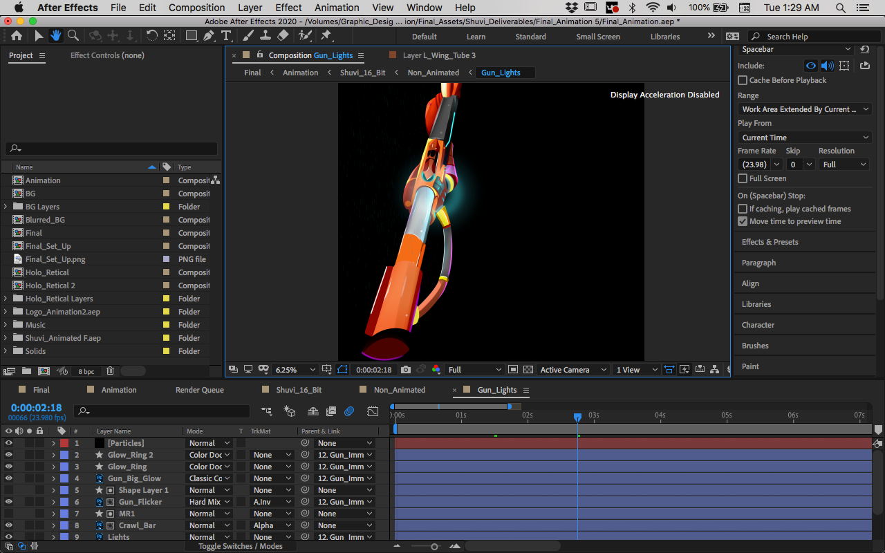 Animating Shuvi using Pre-Comps