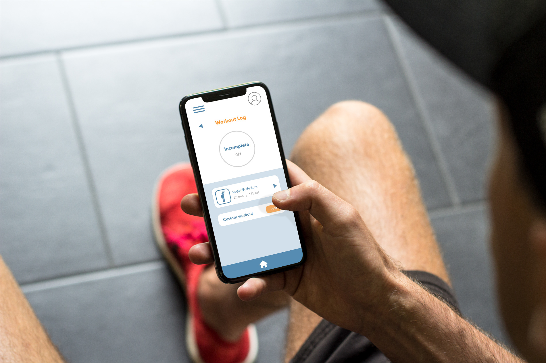 Man using app at gym