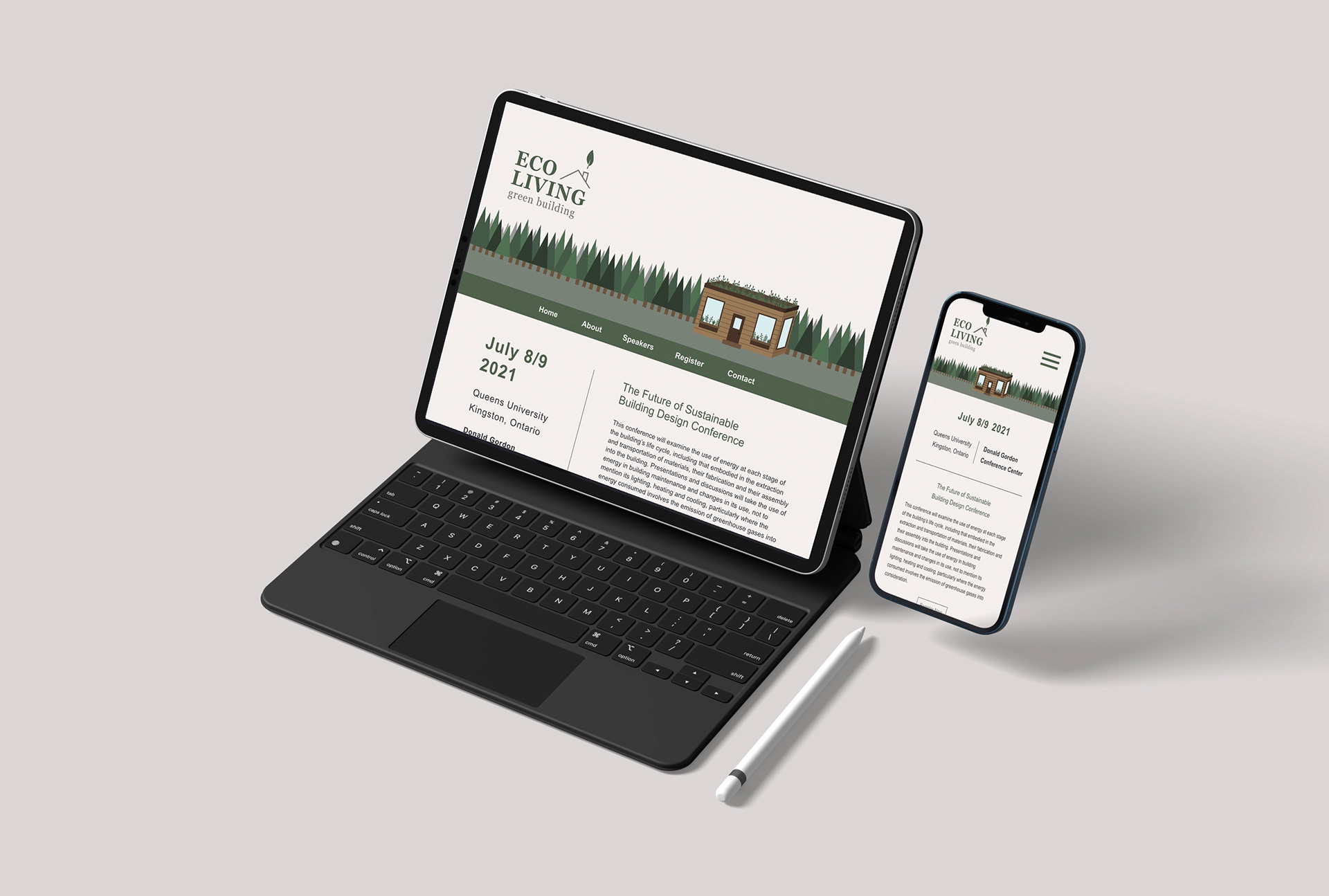 Eco Living website shown on iPad and iPhone