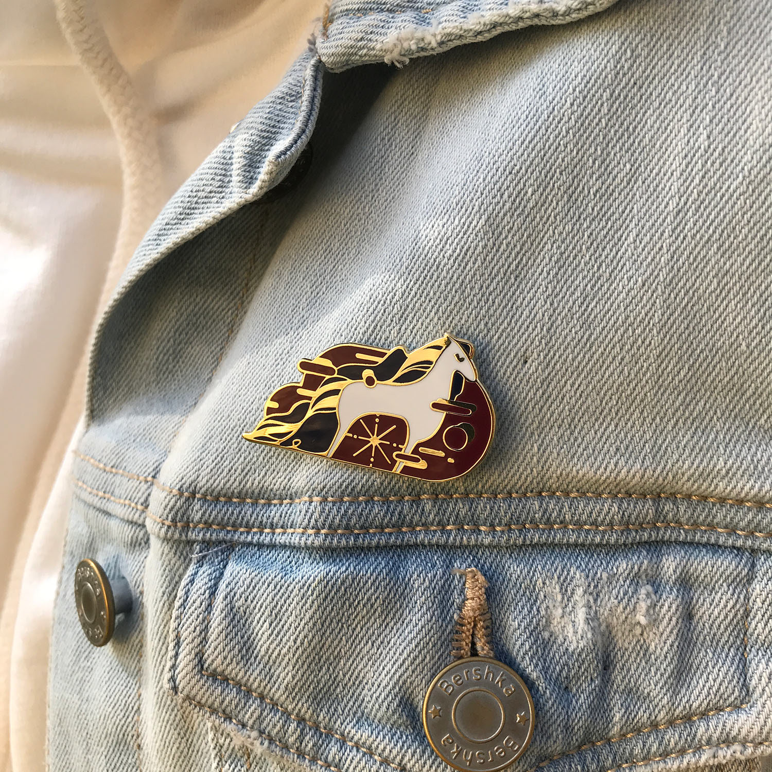 Cosmic Horse Enamel Pin designed by Daad Geem's Salma Hafez