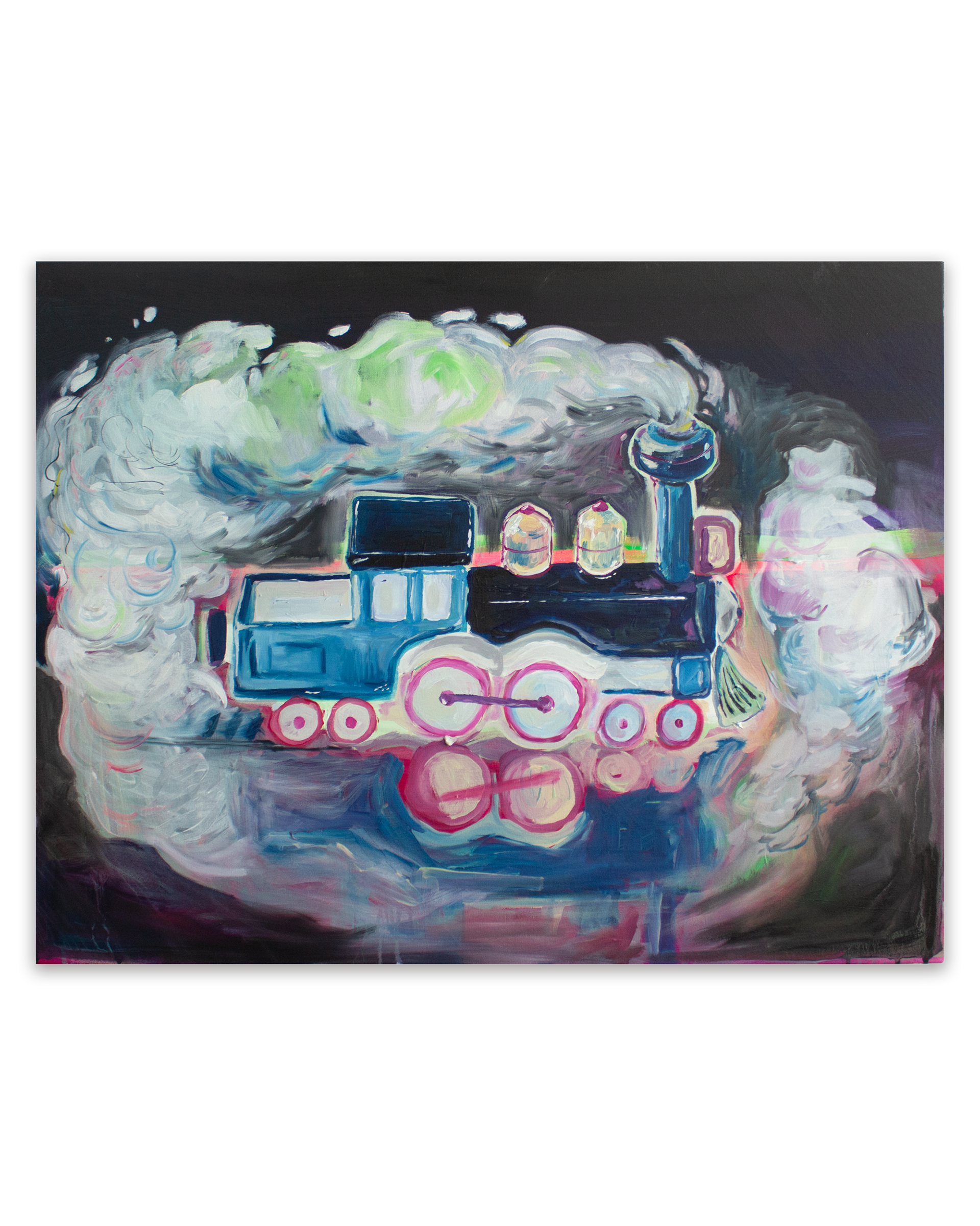 "Trem Azul" Óleo sobre tela, 90x70, 2024