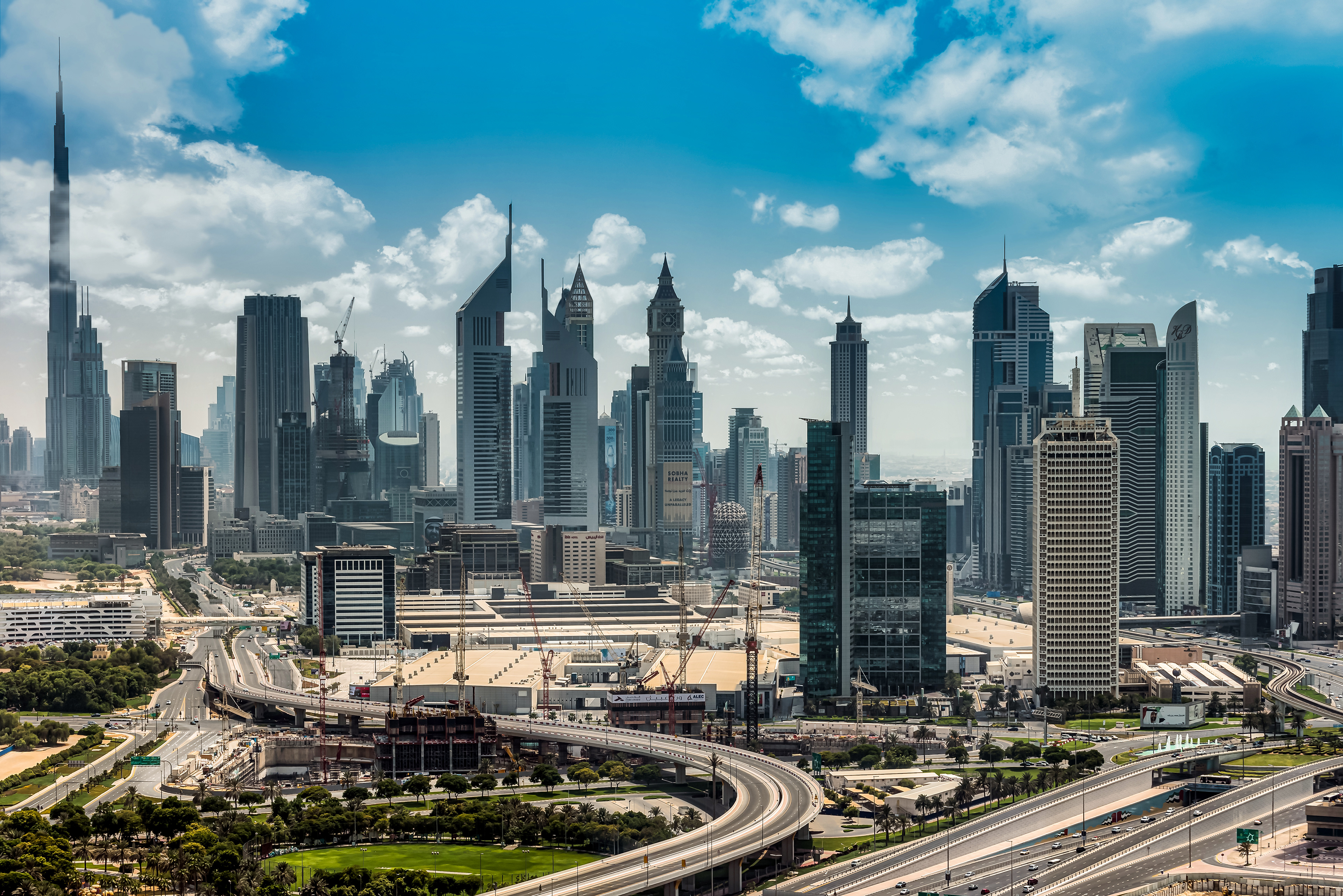 Dubai skyscrapers with the Burj Khalifa 