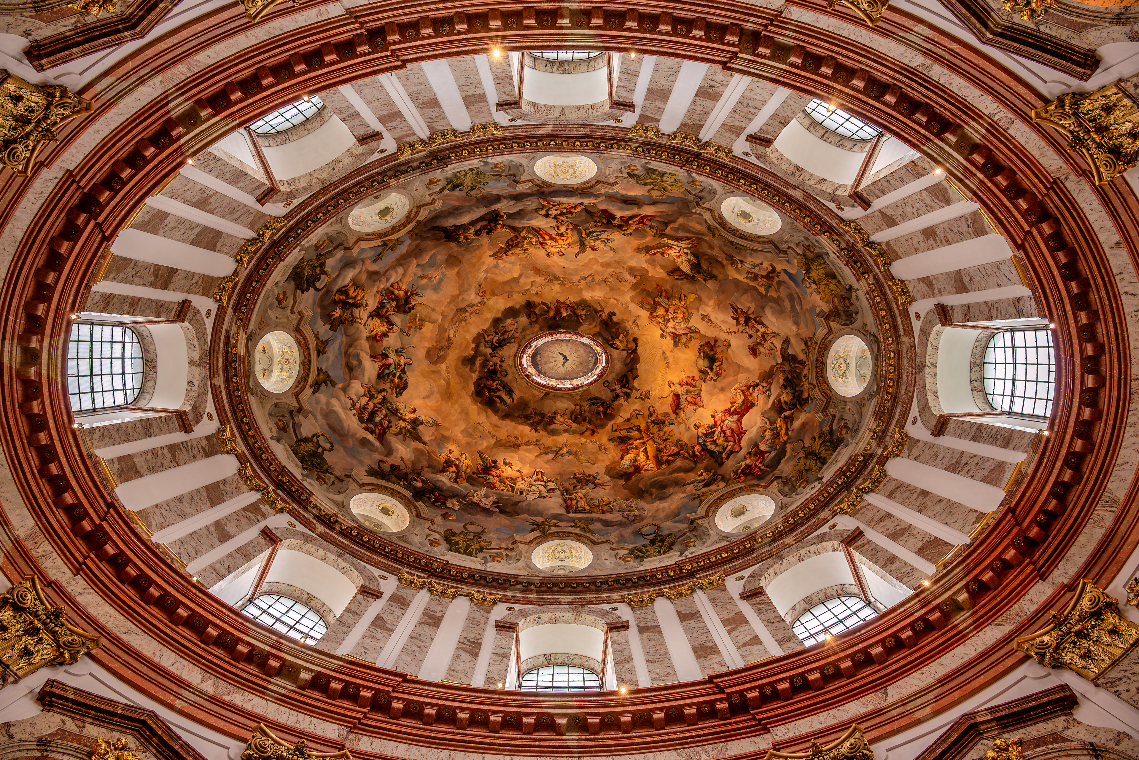 Karlskirche dome fresco with baroque paintings