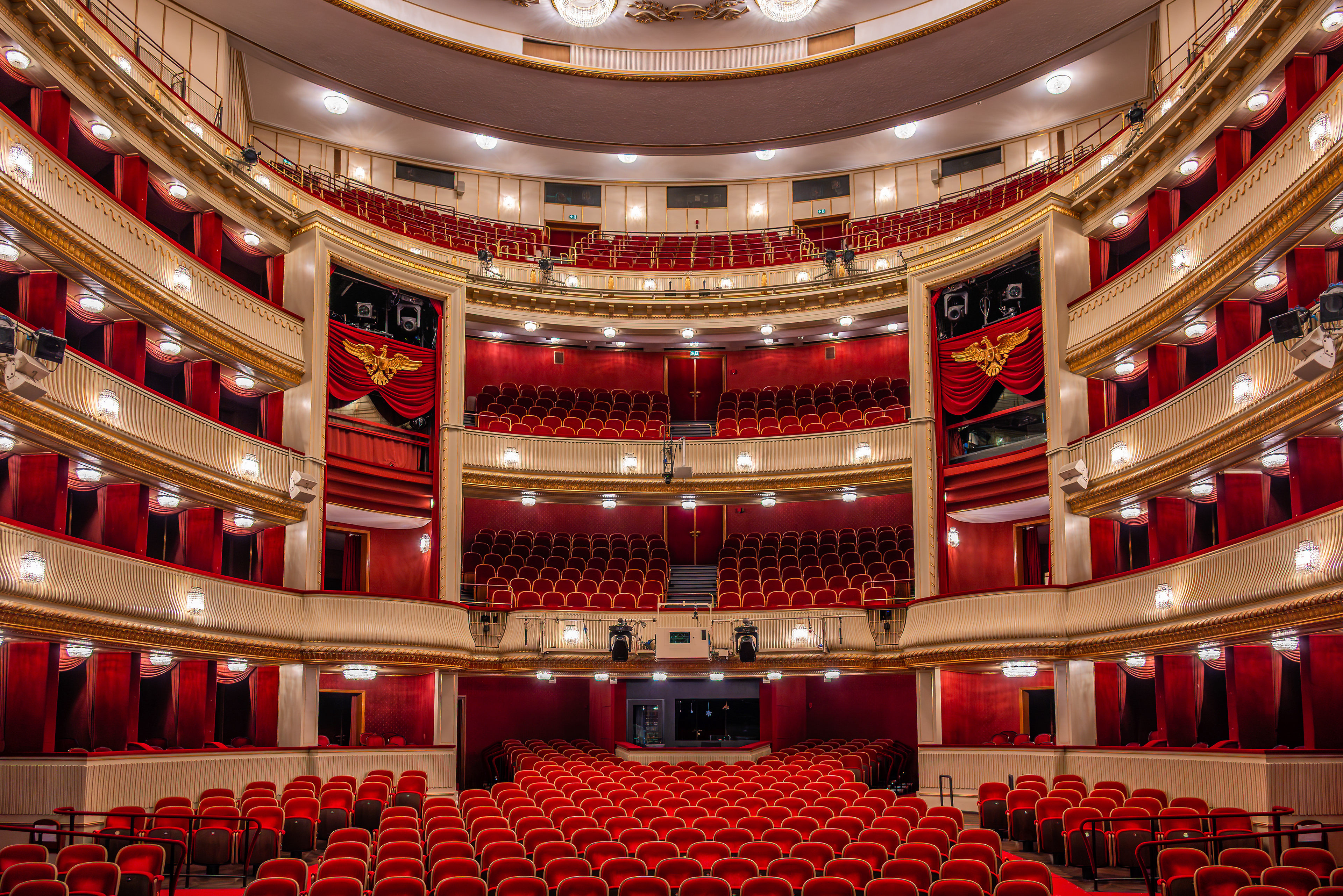 Burgtheater auditorium with red velvet seats and balconies