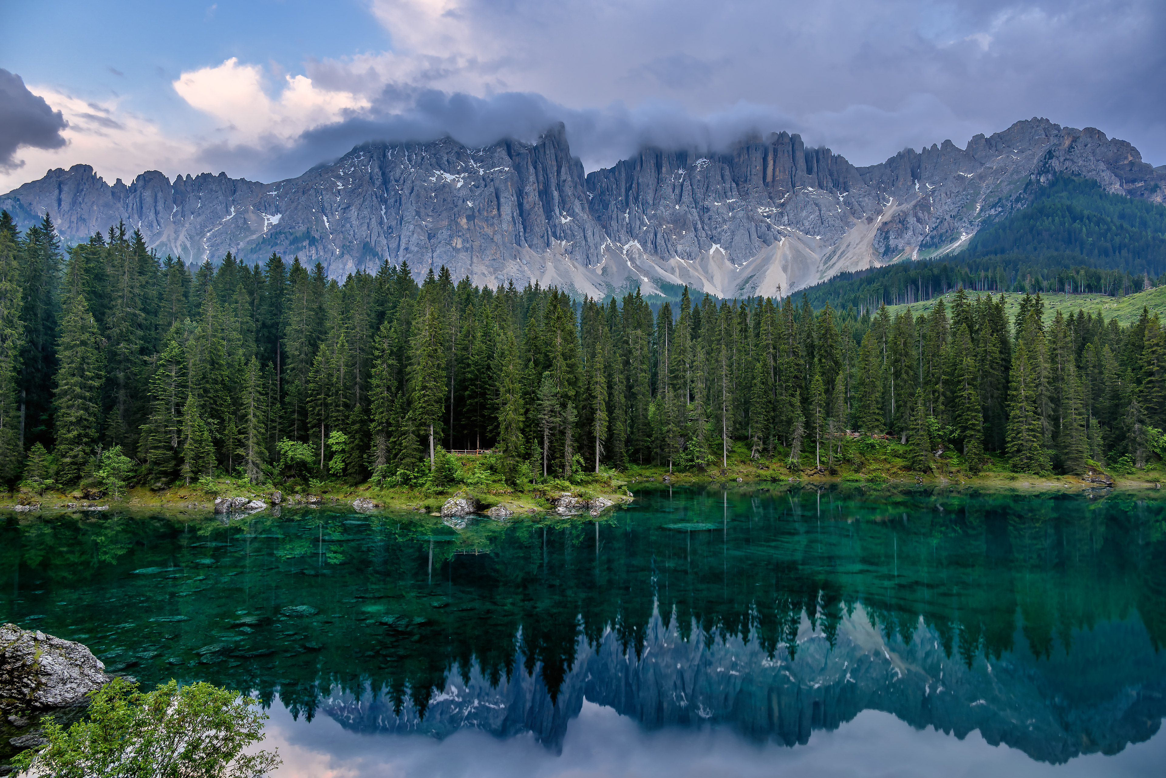 Cloudy twilight above the Lago di Carrezza