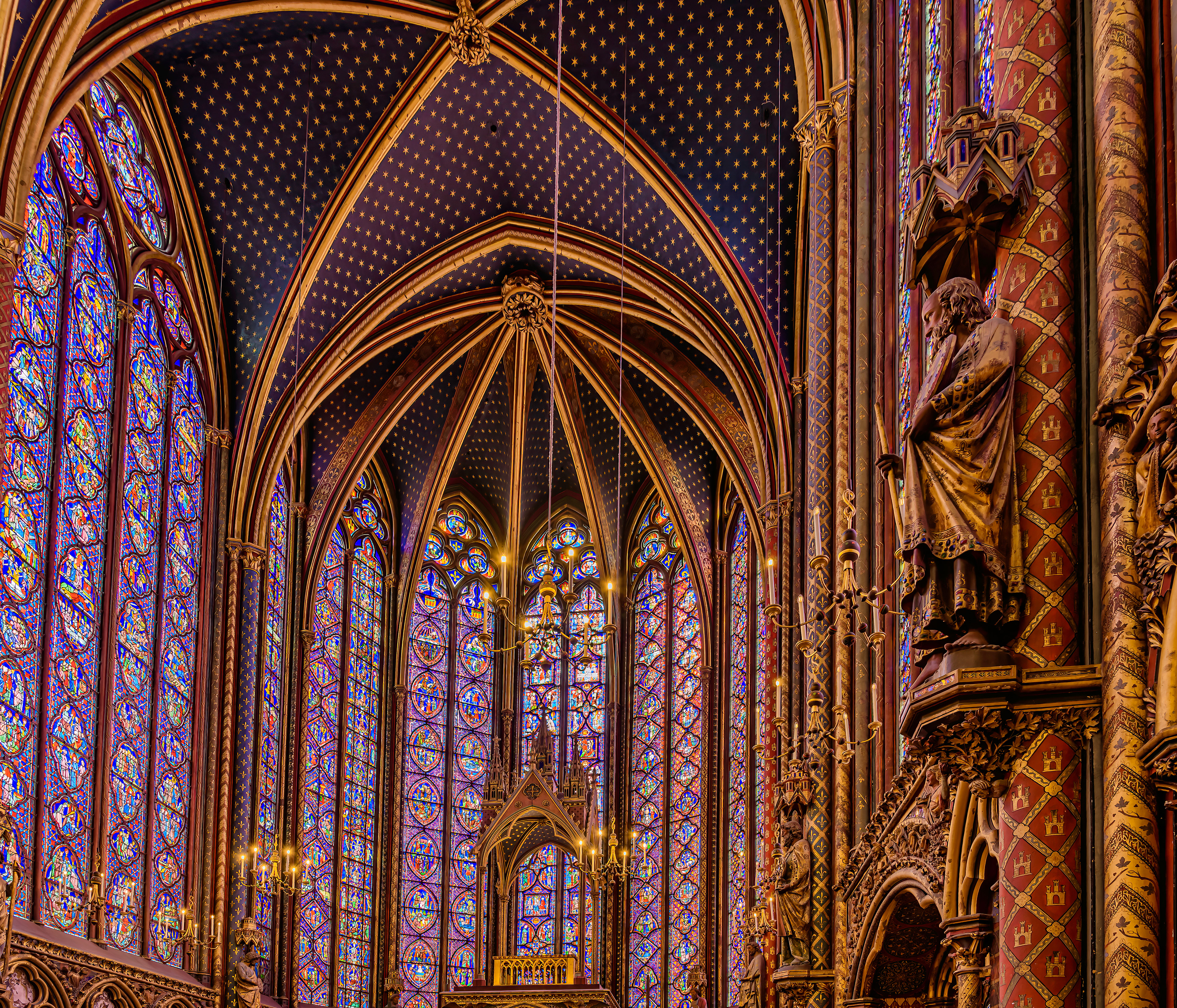 Sainte-Chapelle, Paris Gothic light transformed into architecture through towering stained glass windows.
