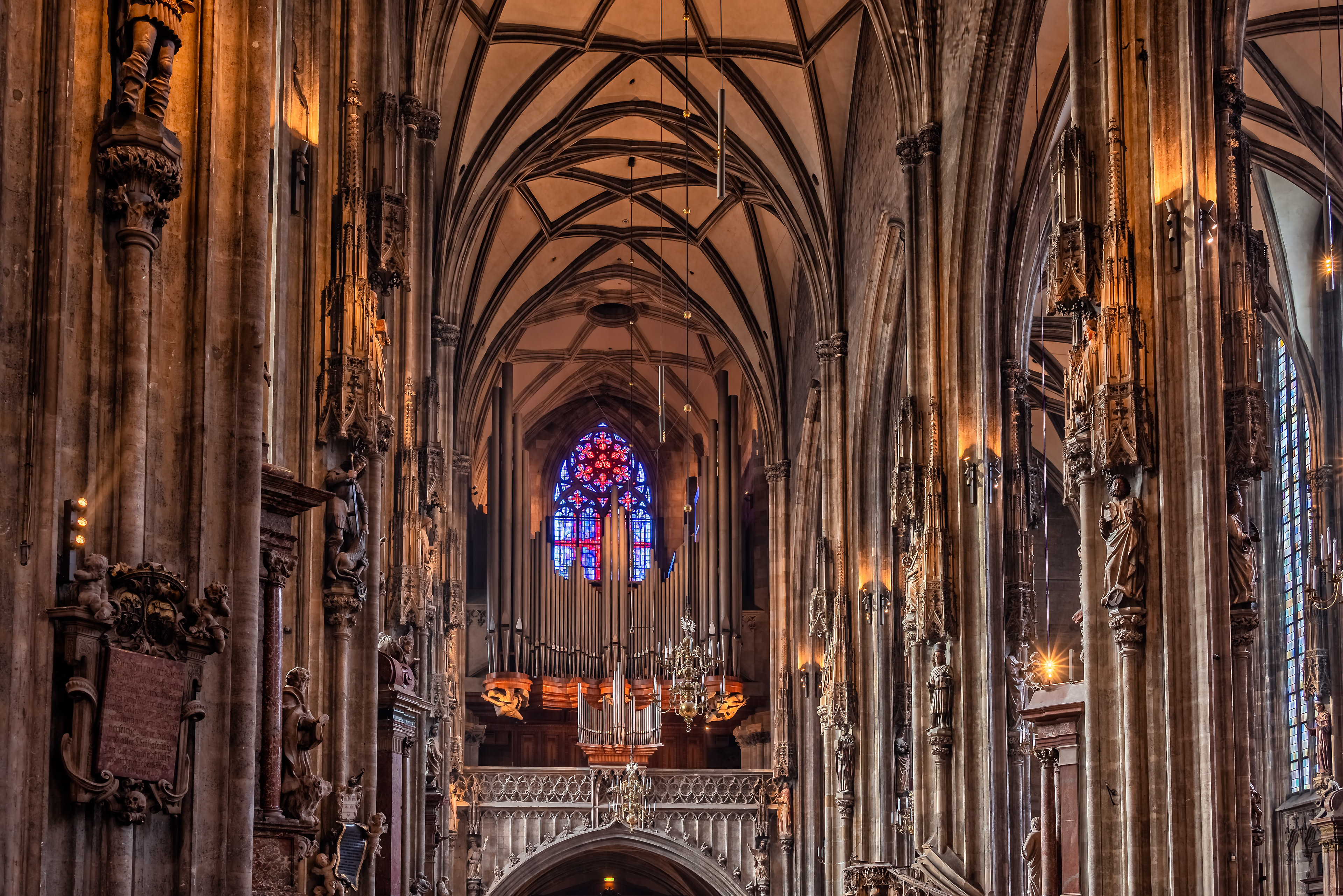 St. Stephen's Cathedral Gothic arches and stained glass create a timeless atmosphere of reverence.