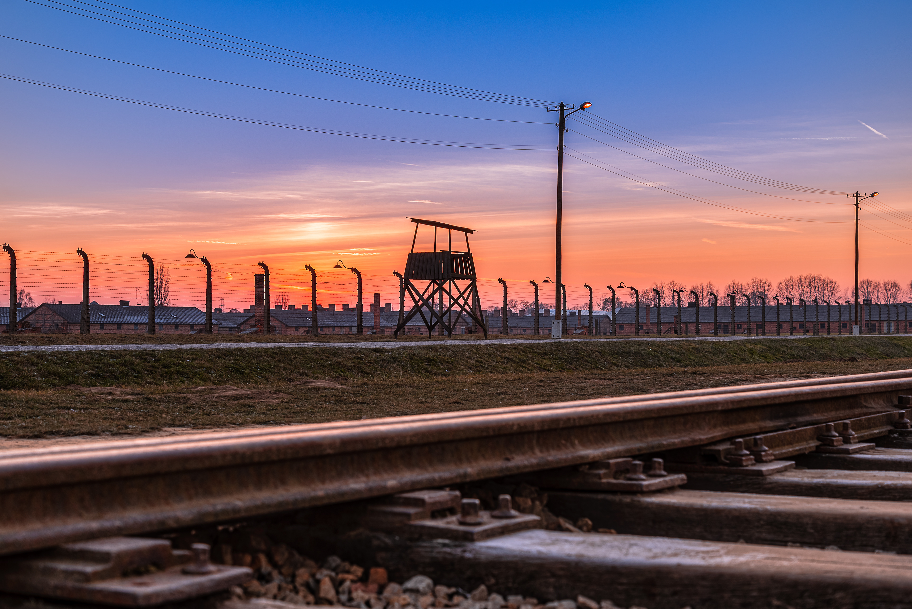Tracks leading into the Birkenau Camp