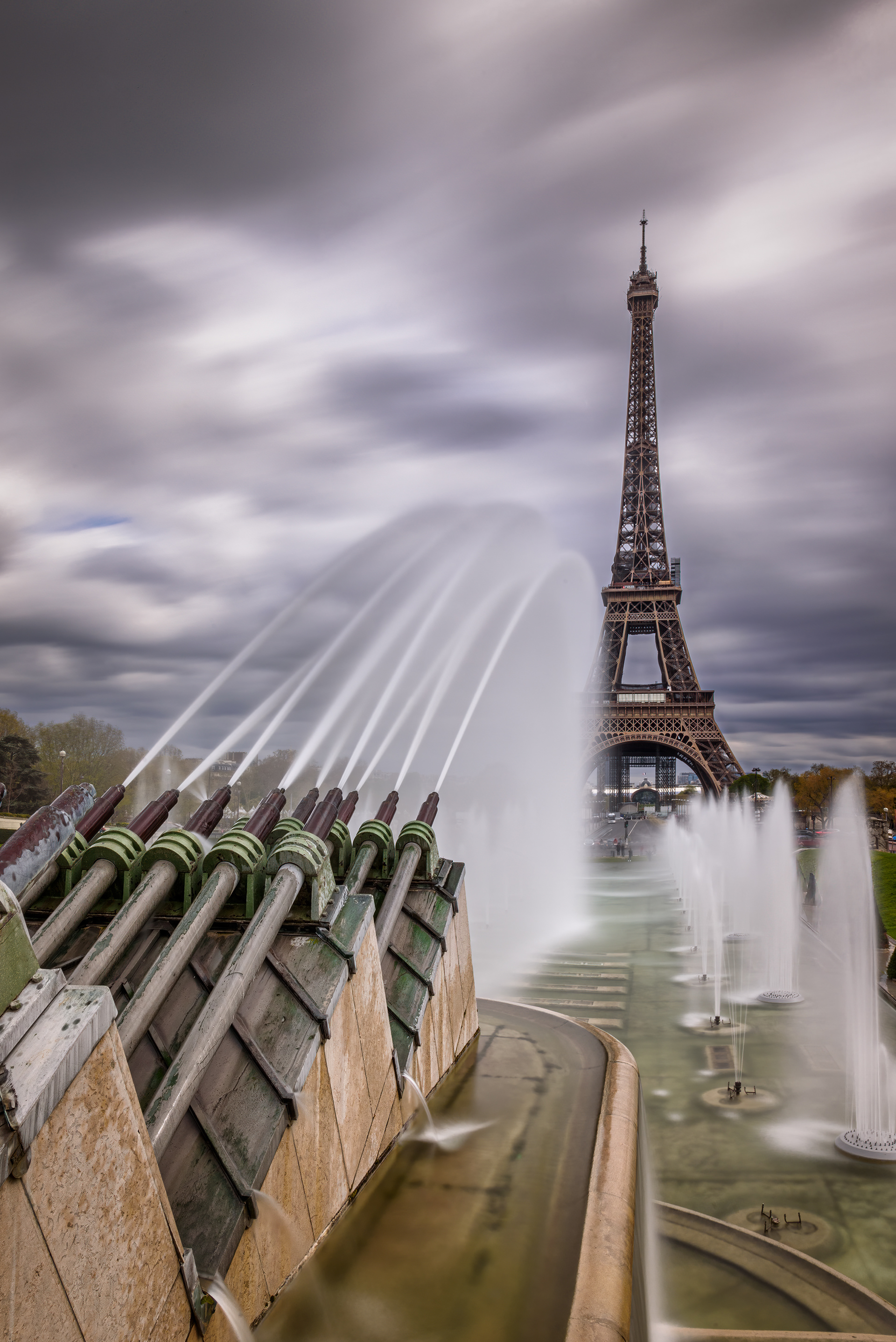 Trocadero Fountain with the Eiffel Tower