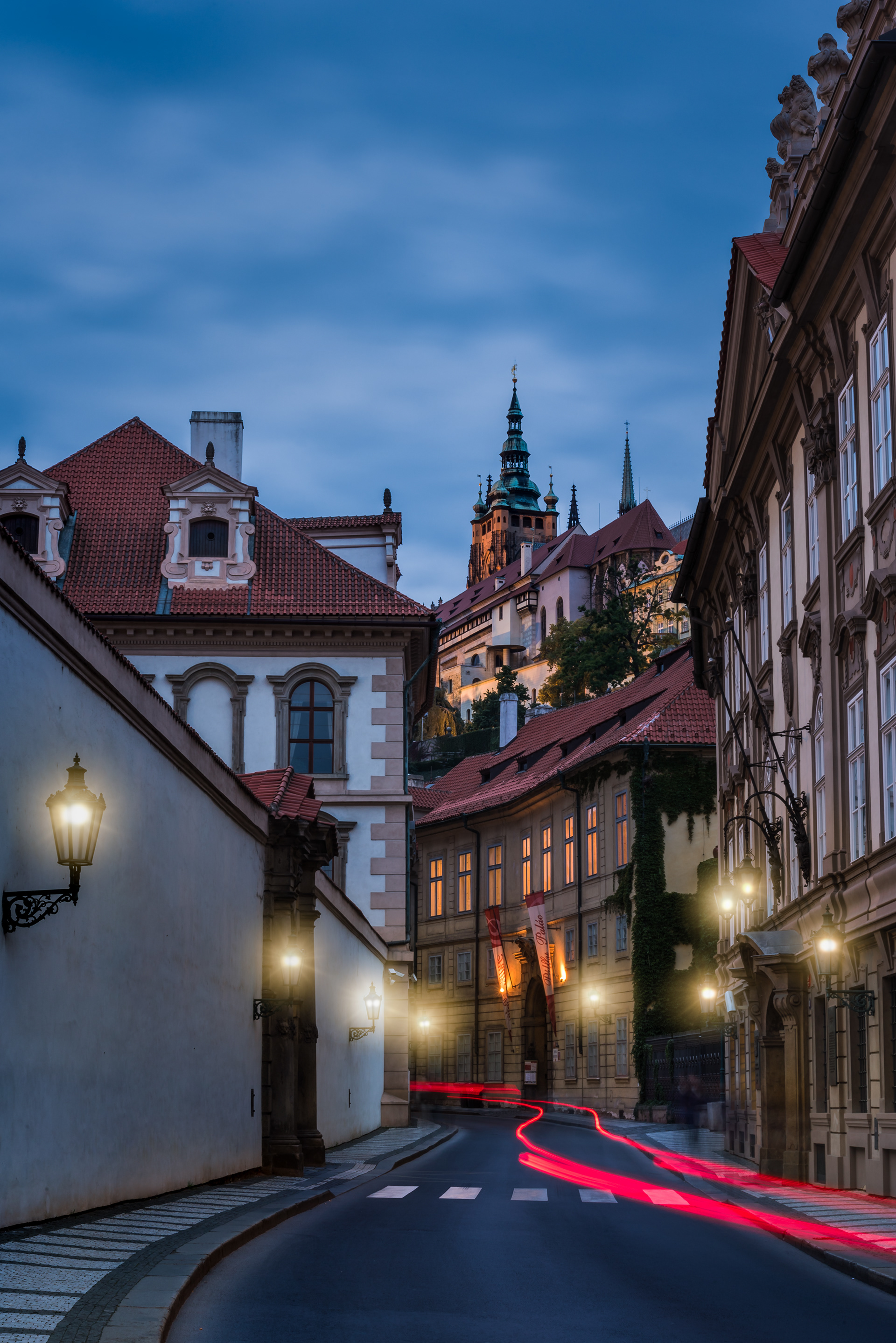 Illuminated Valdstejnska street