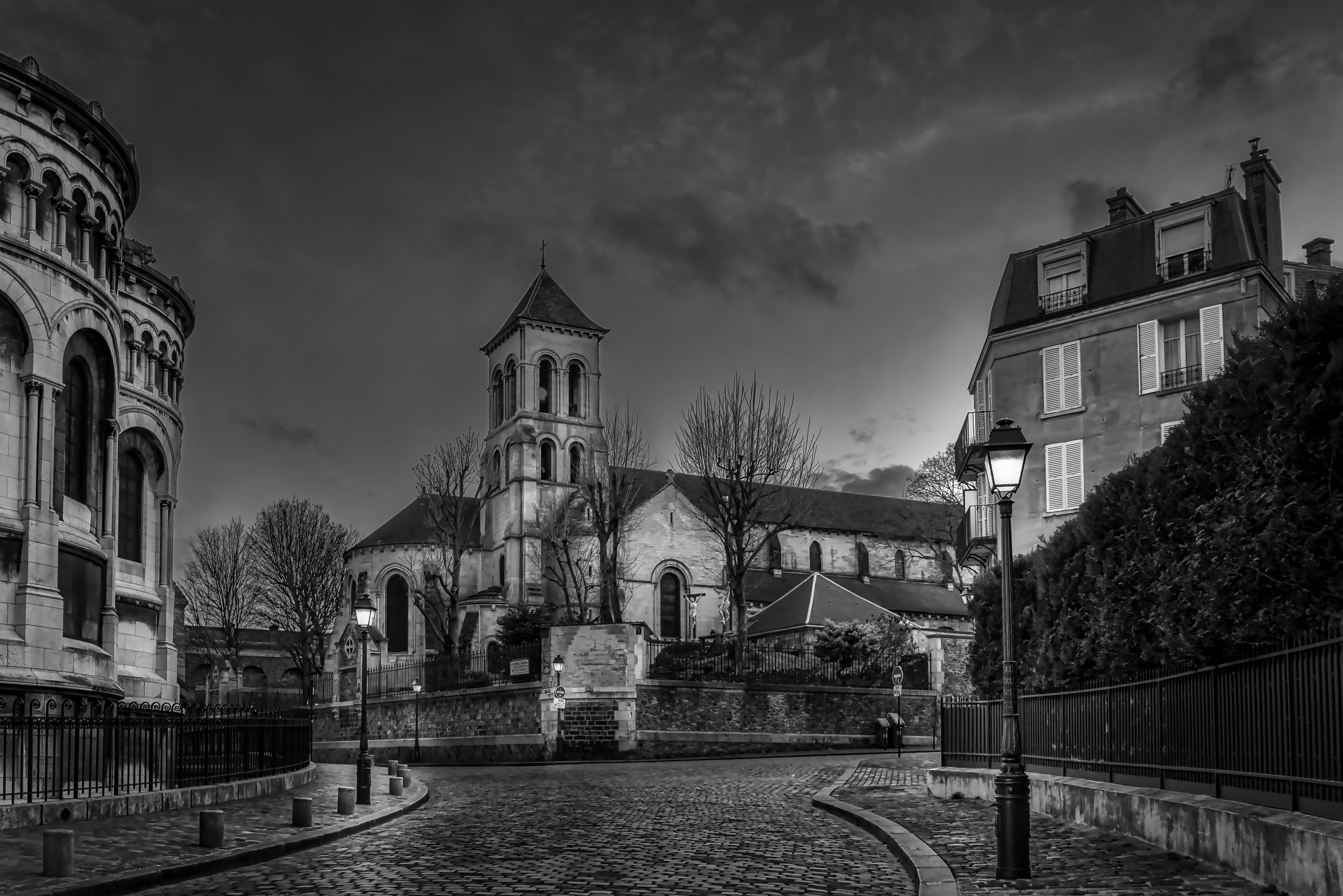 Illuminated Montmartre alley