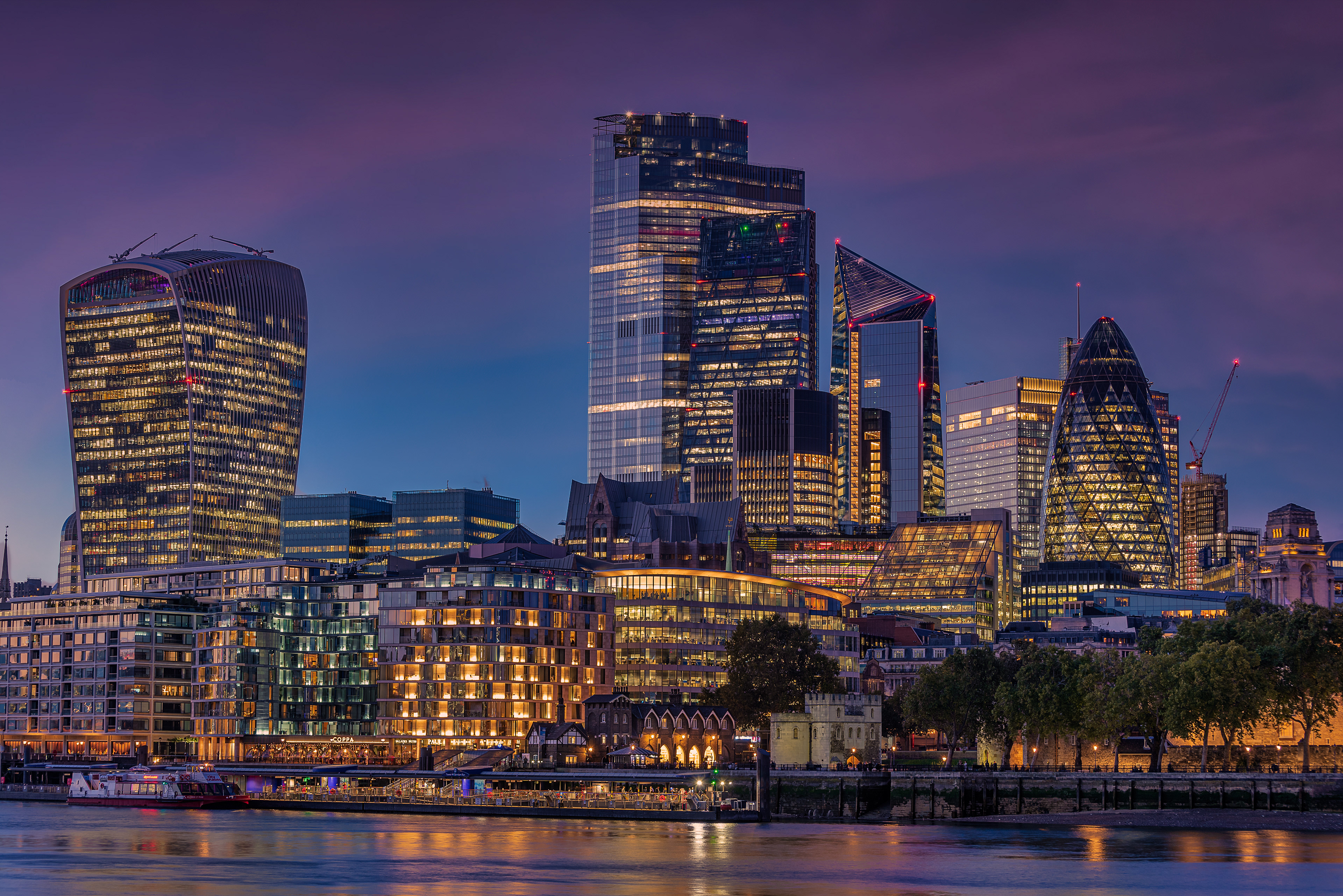 Iluminated skyscrapers of the City of London