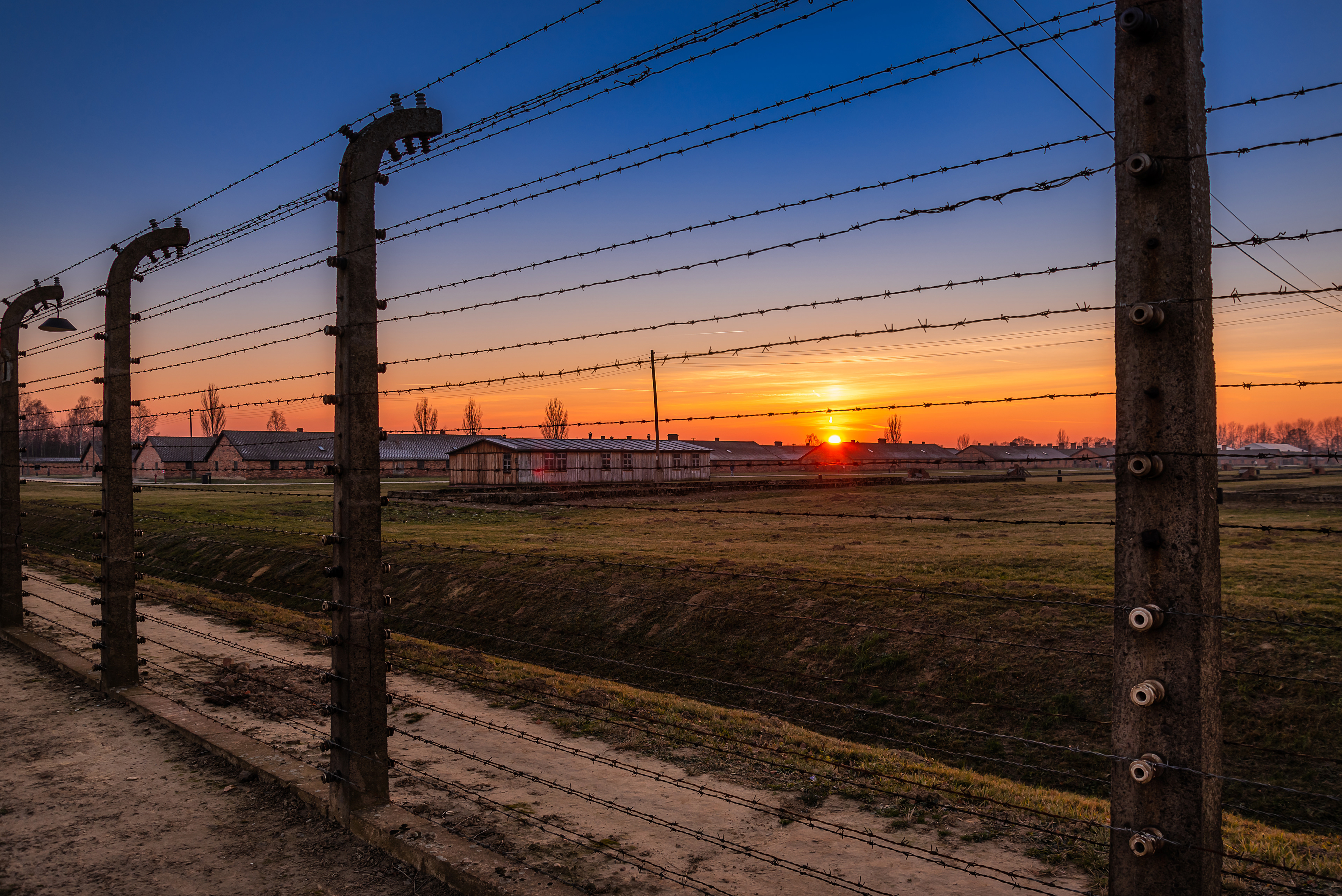 Sunset above the ruins of Birkenau
