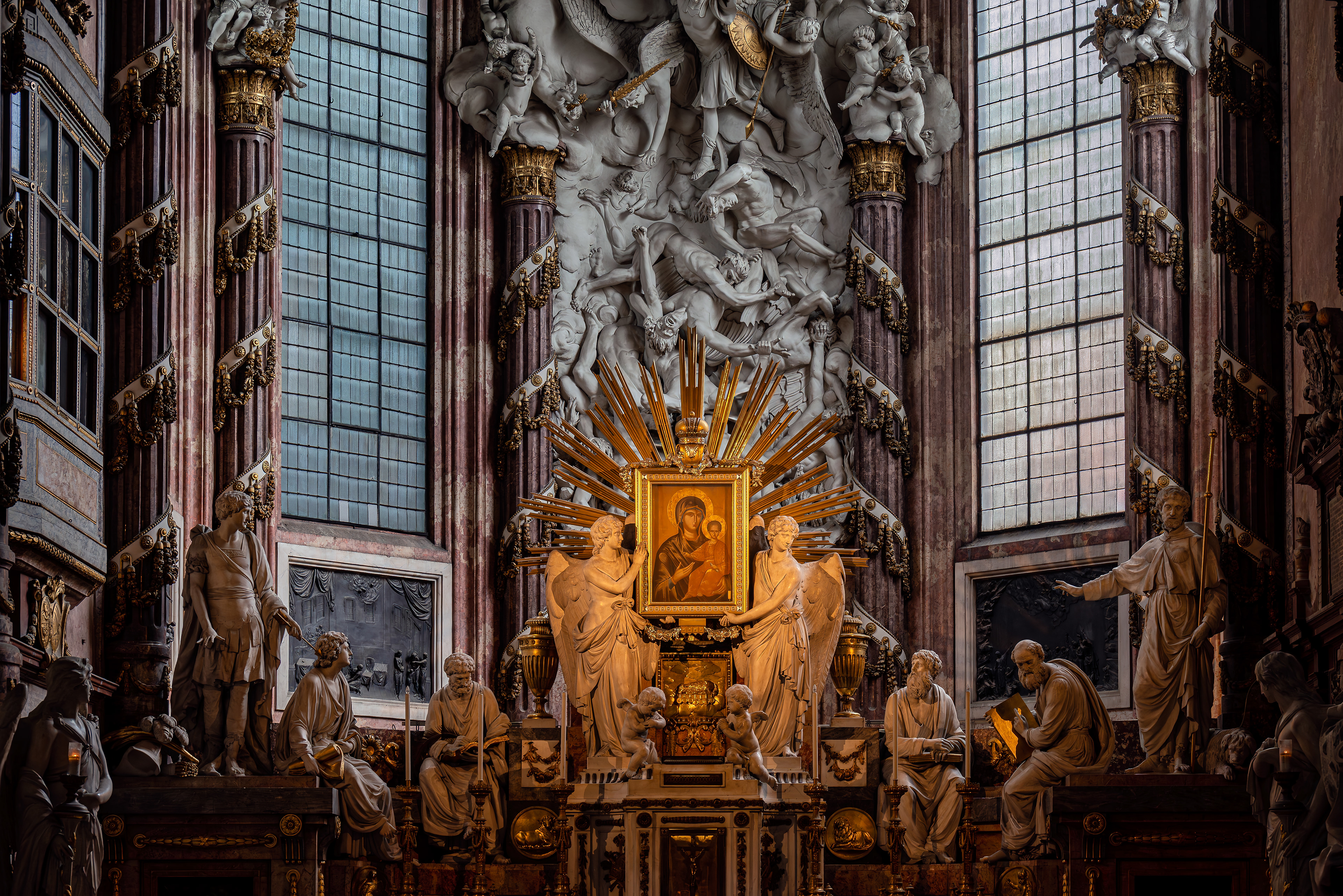 St. Michael’s Church ornate altar with baroque sculptures