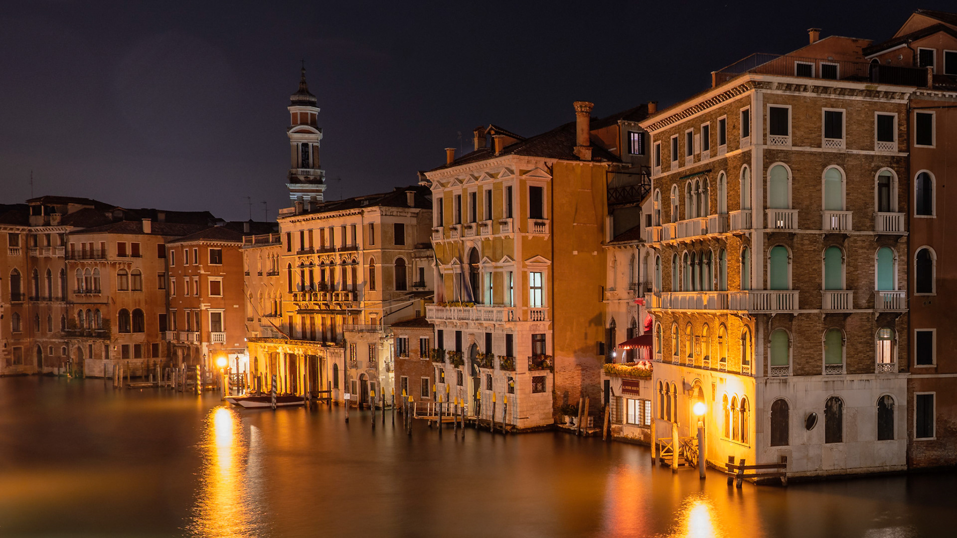 Sometimes you have to look at the view on the other side. While most people focus on the southern view from Rialto Bridge, looking north on the less crowded side yielded this long exposure of the beautiful canal-front properties. I took several shots, almost all with light streaks of the passing boats, but was patient to capture this one without any.