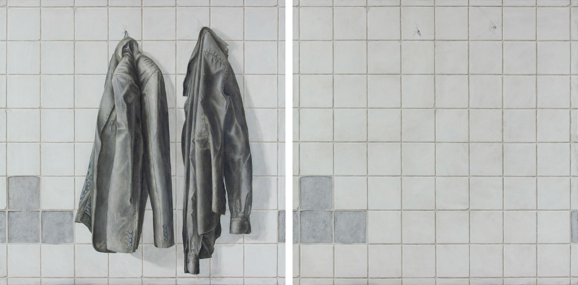 Bathroom (Diptych) - oil on linen - 100 x 100 cm. - 2021
