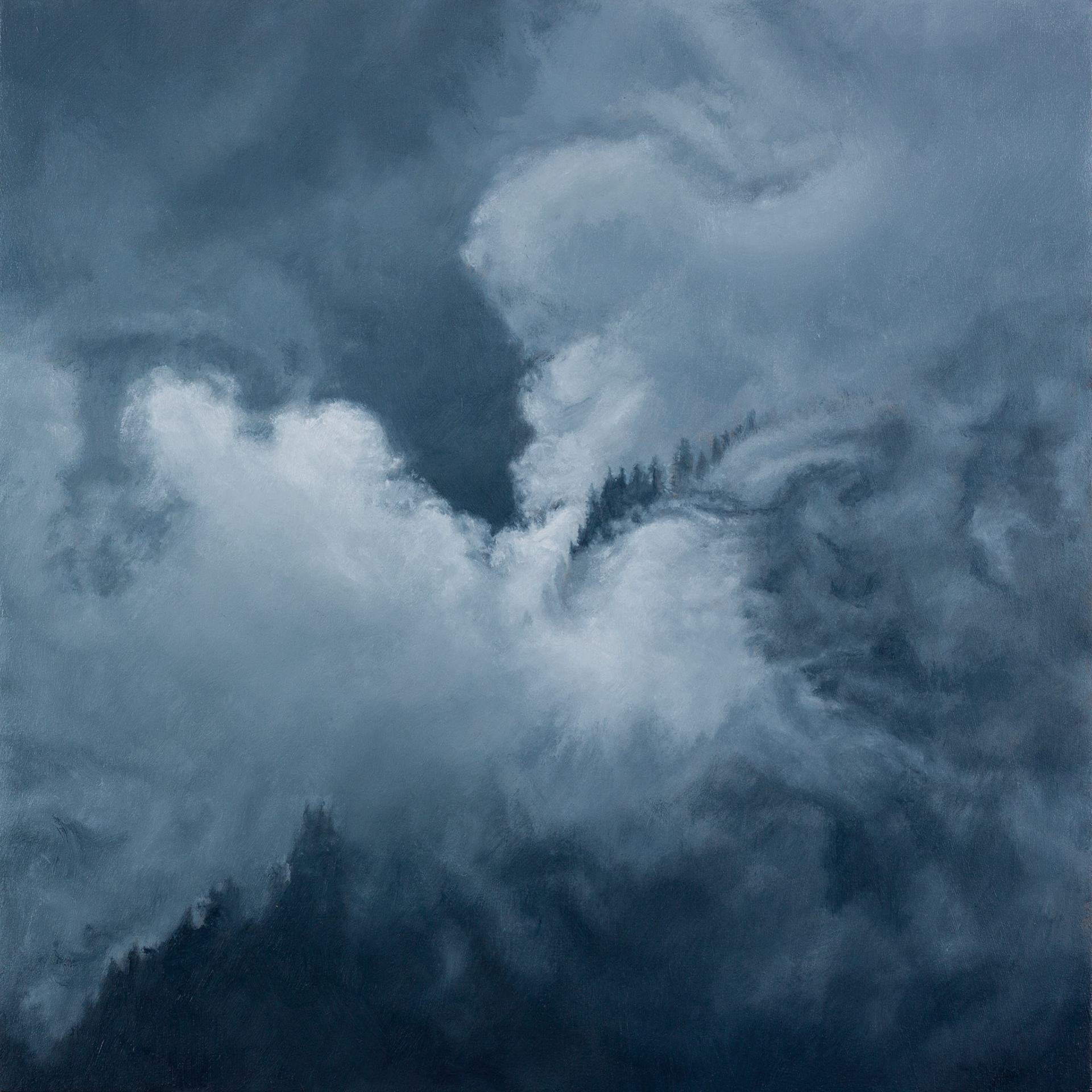 oil painting landscape moonlit clouds