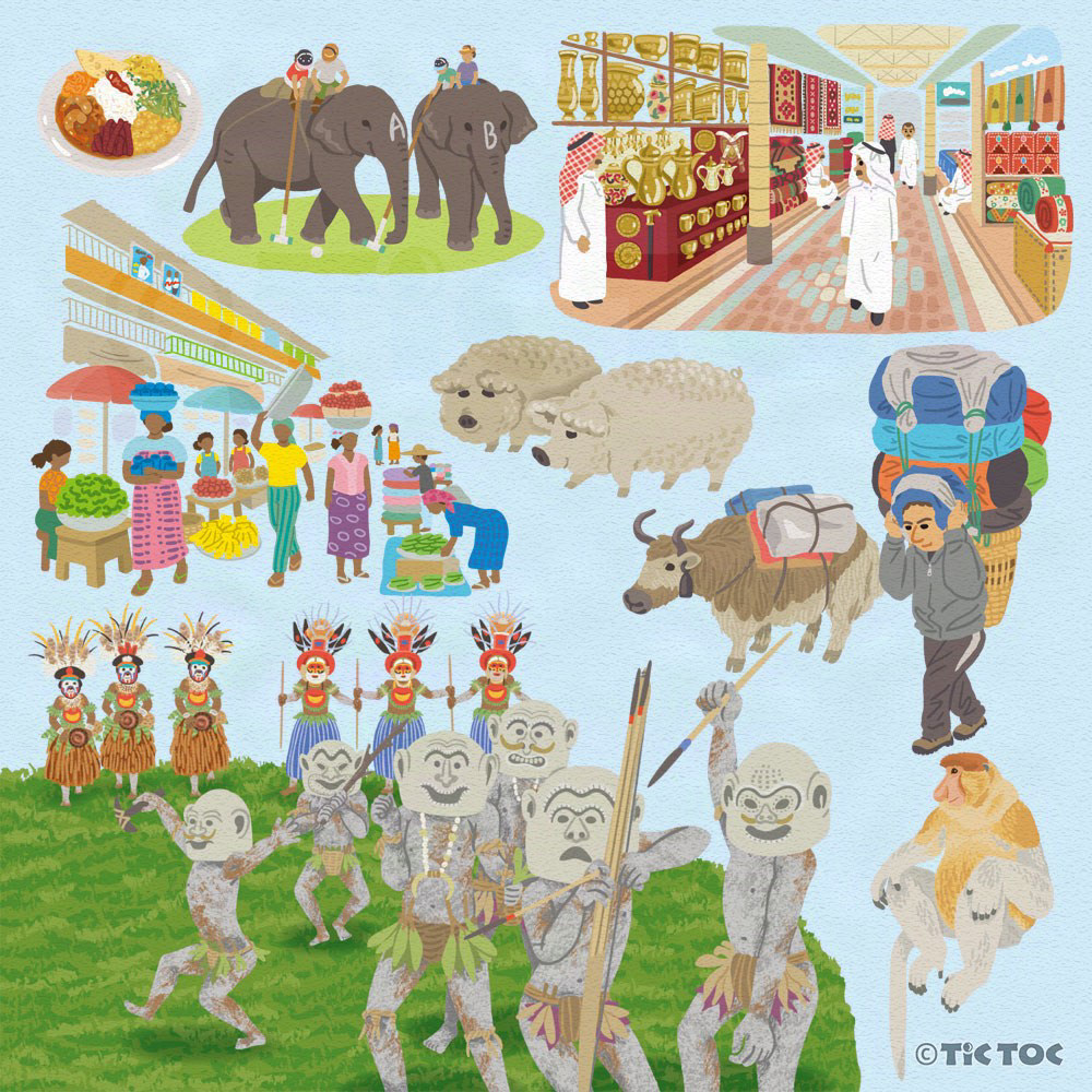 世界へのDOOR（帝国書院）に描いたイラストです