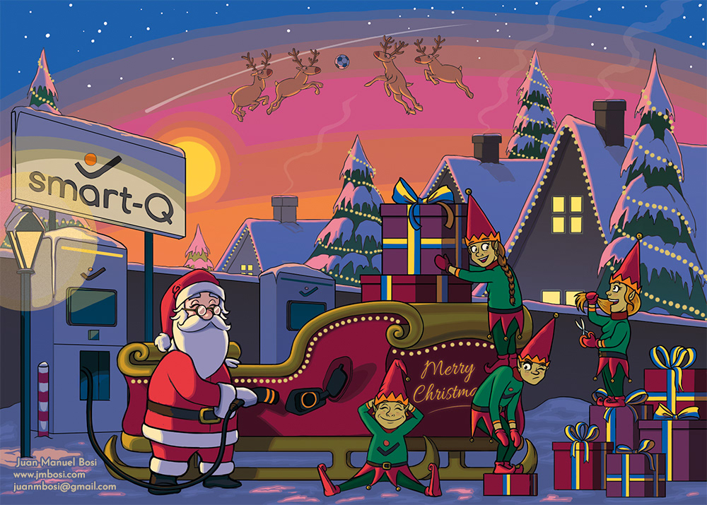 Digital illustration, X-mas card for Smart-Q (2021)