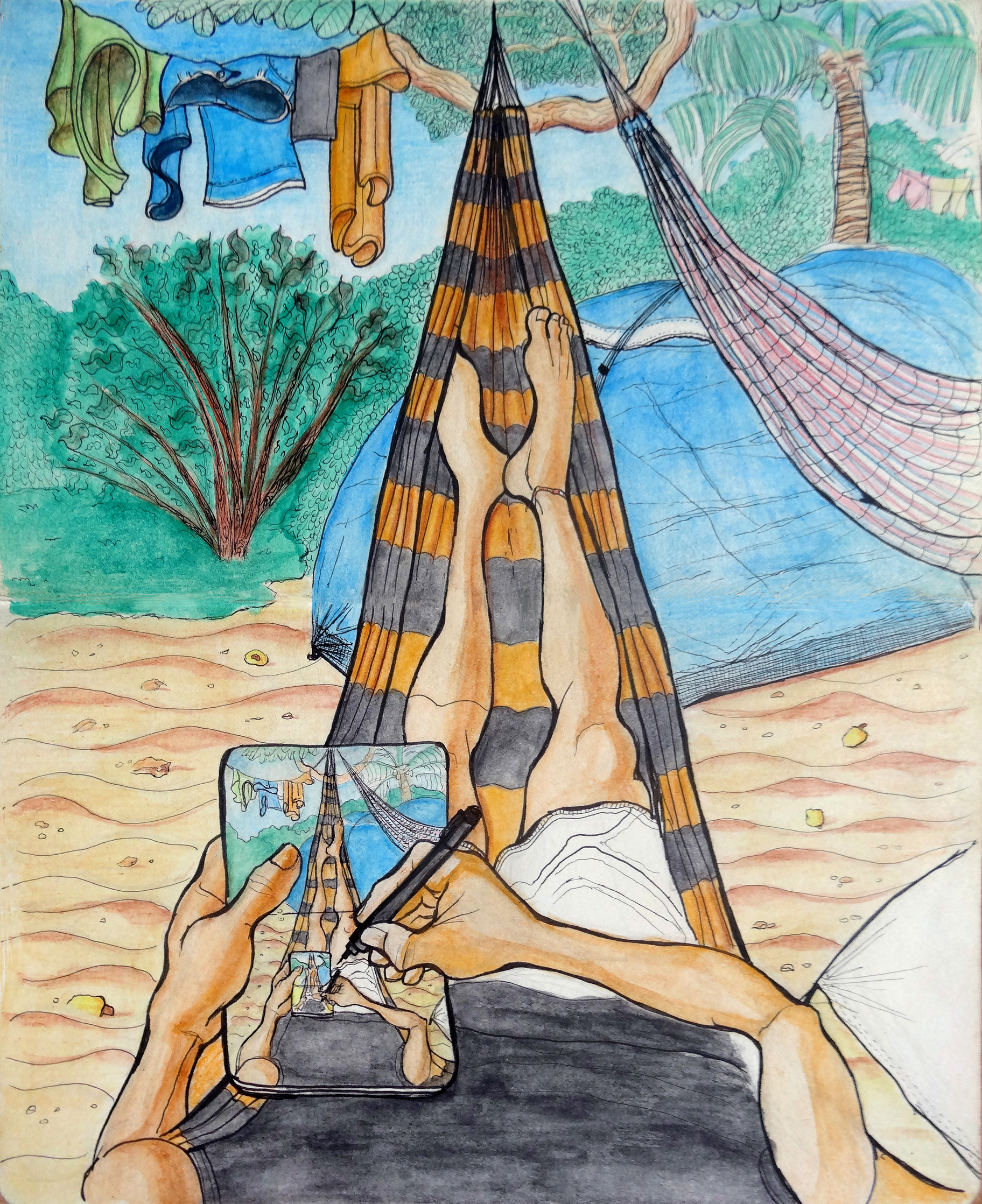 From my 2015 sketchbook (color pencils and ink)