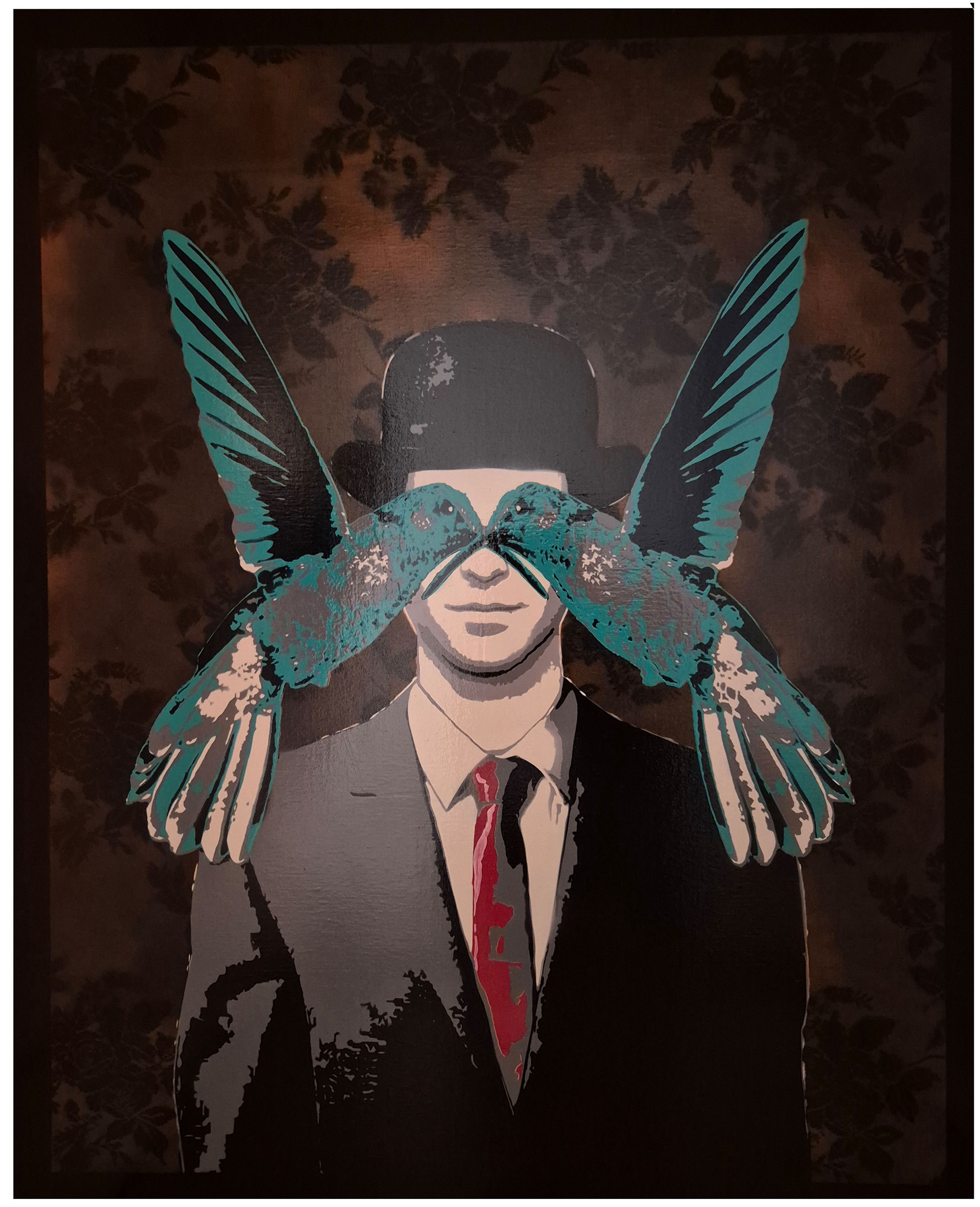 Man With Birds 80x100 cm