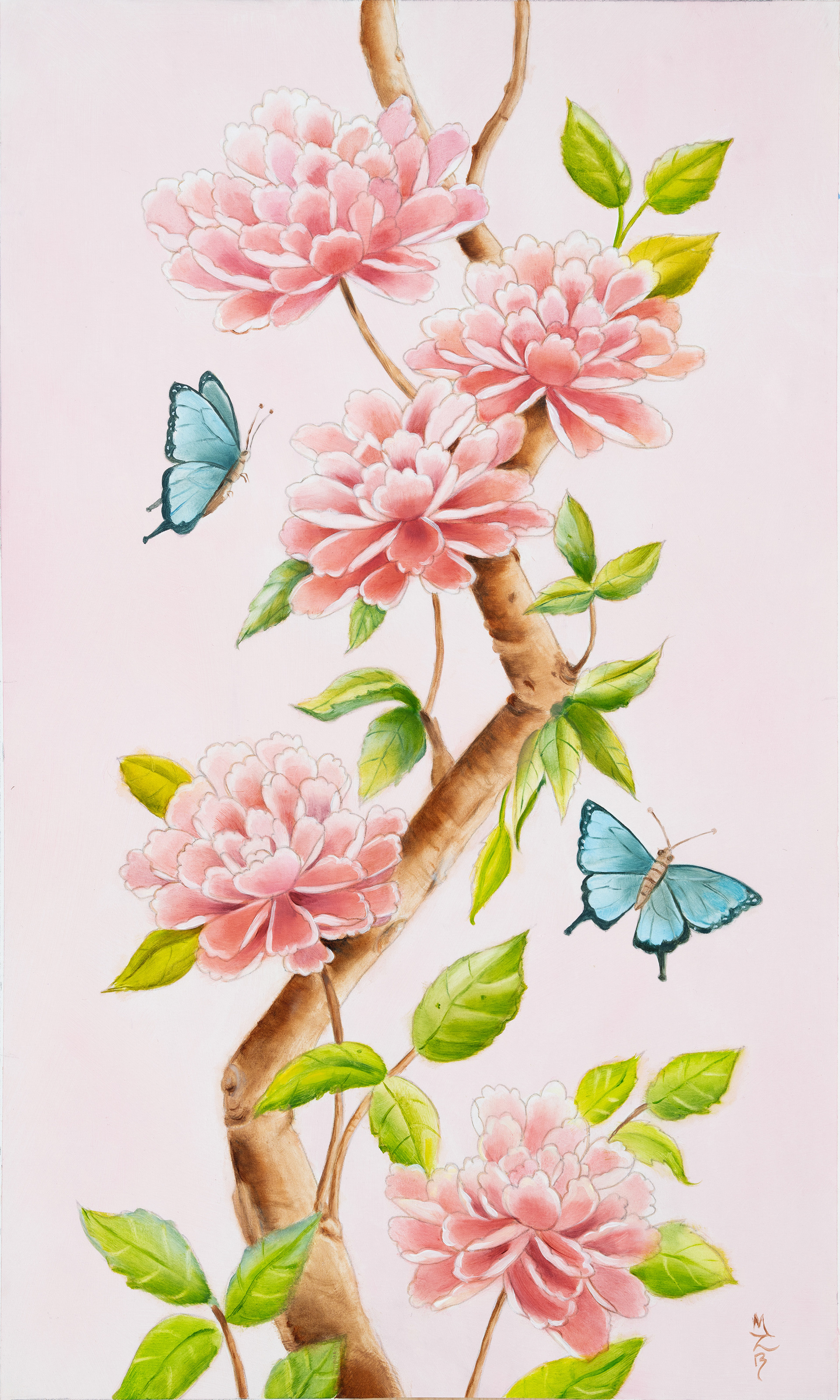 Blue Butterflies Chinoiserie by artist Marsha Bowers