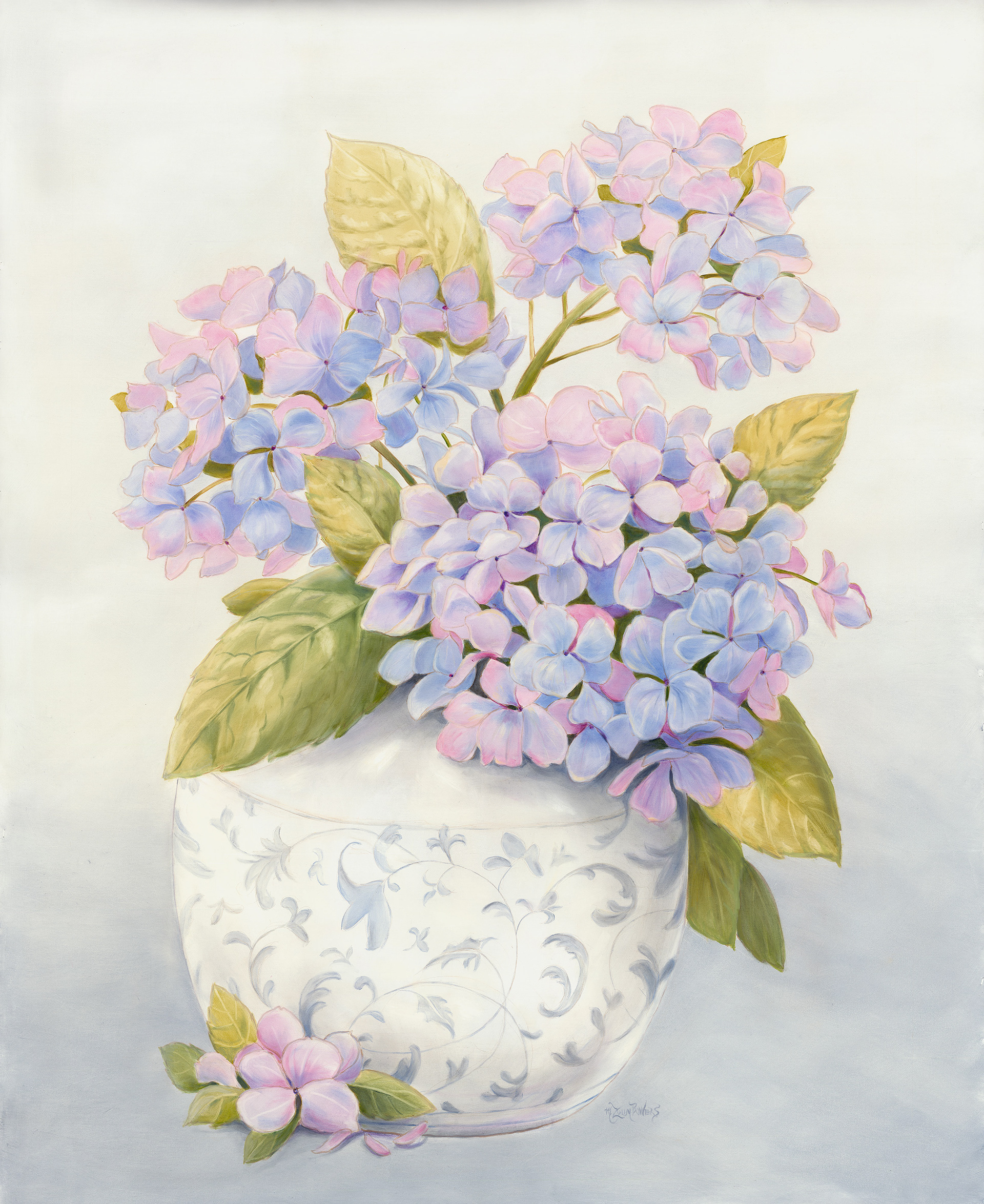 Hydrangeas oil painting by artist Marsha Bowers