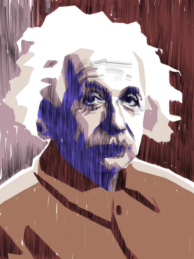 Albert Einstein portrét, digitální malba