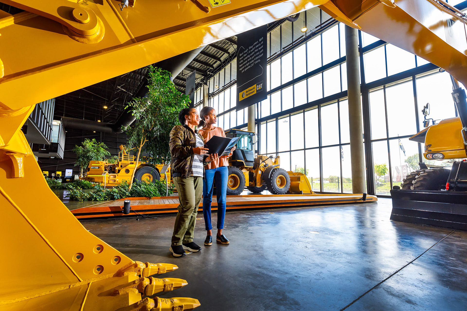 Sales at Industrial machinery showroom