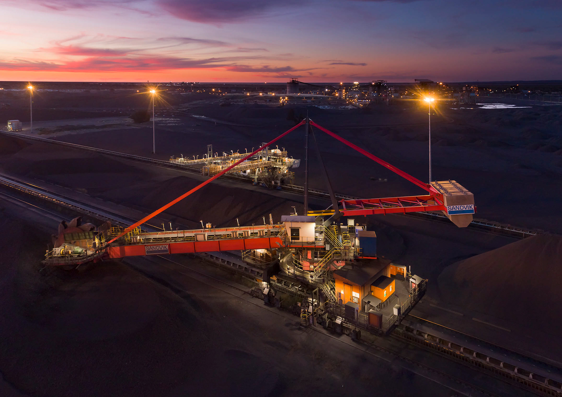 Stacker reclaimer at manganese mine