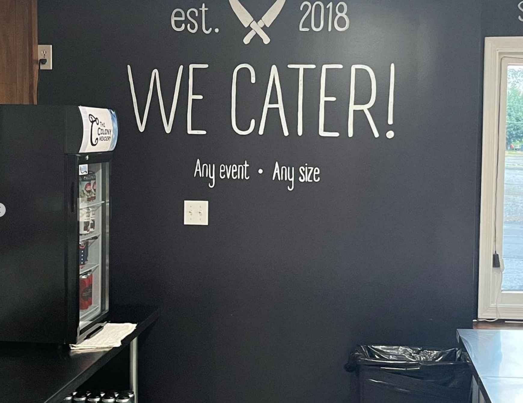 The owners wanted a simple way to remind people that the restaurant caters for any events.