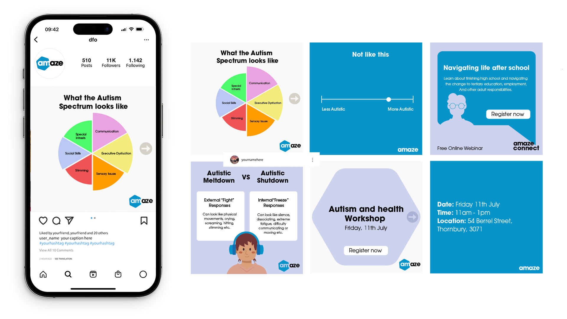 Amaze Autism Charity; Social media infographics