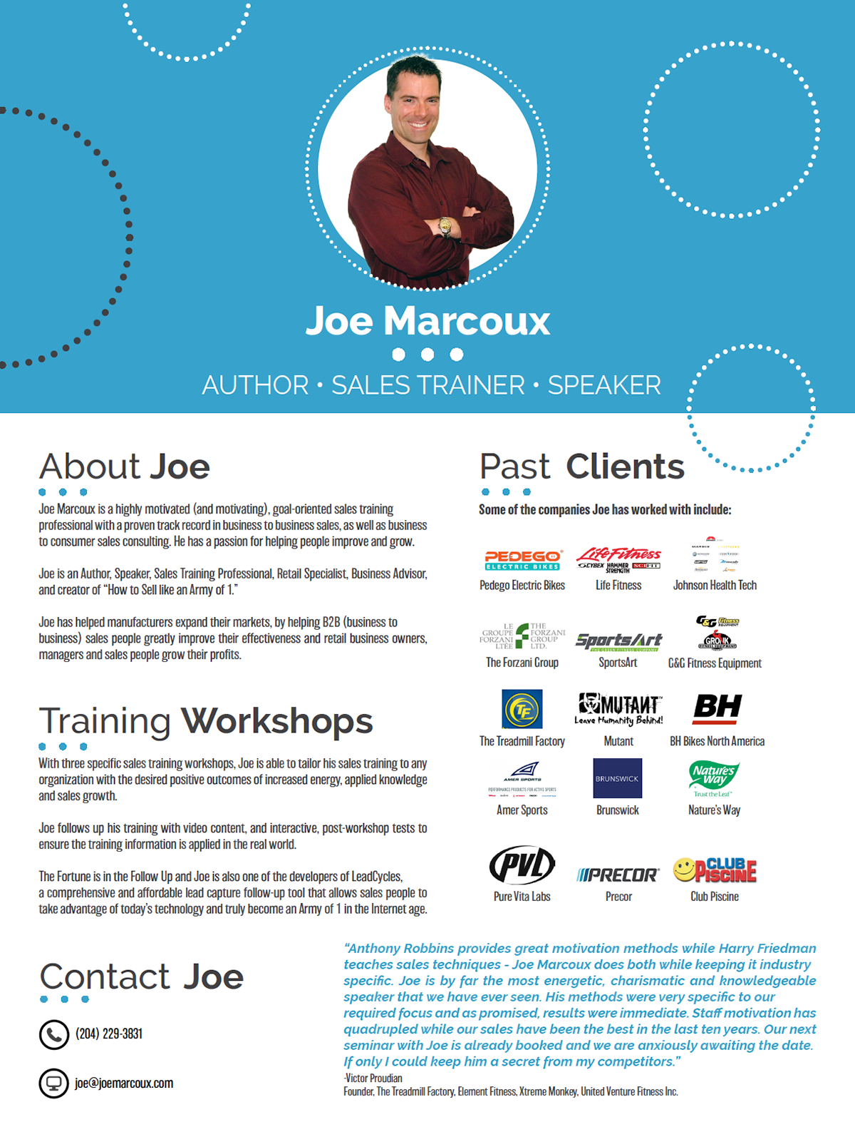 Joe Marcoux marketing copy
