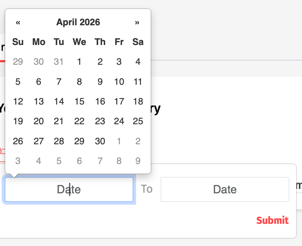 Example date entry.