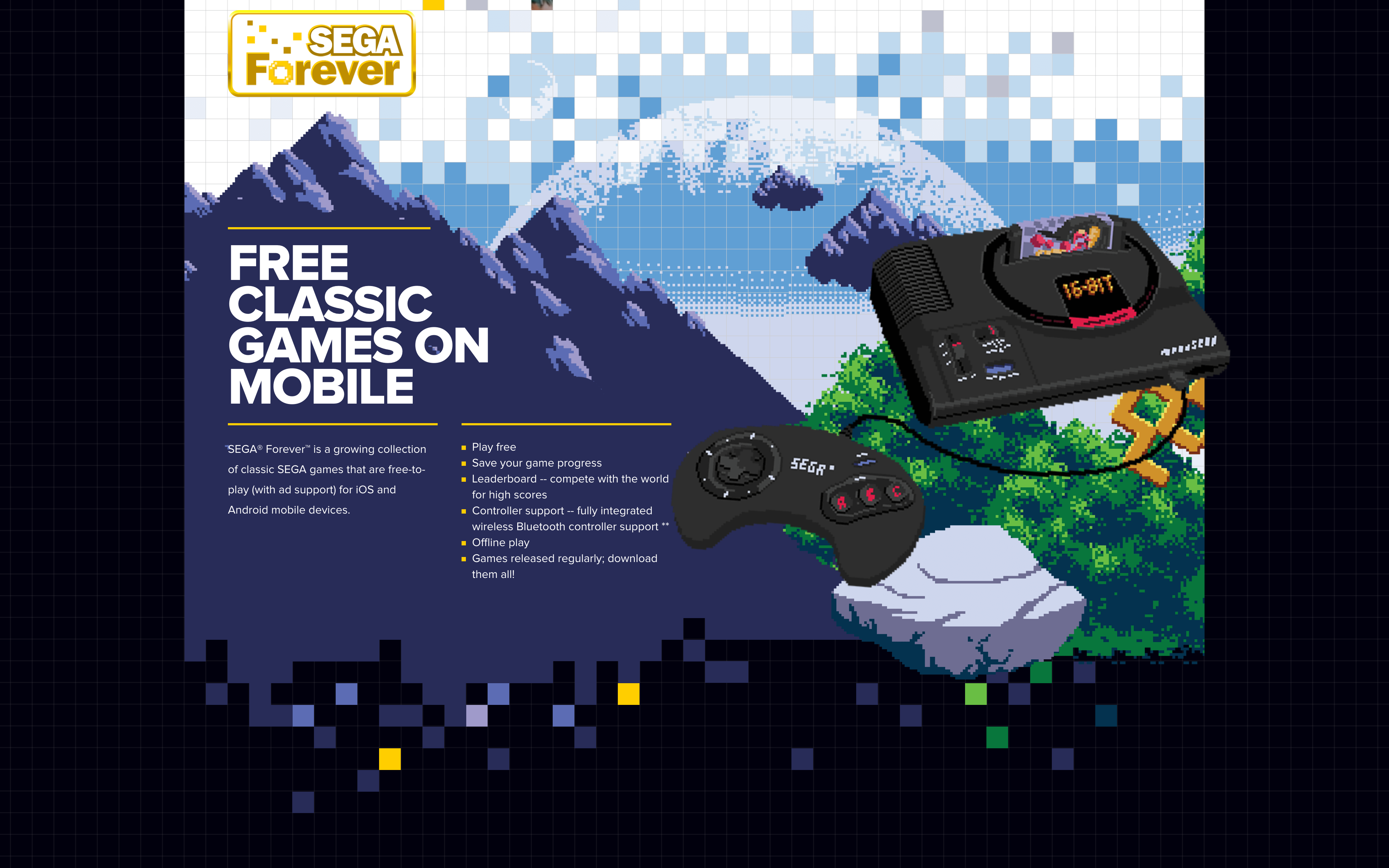 Sega Forever website graphics use example