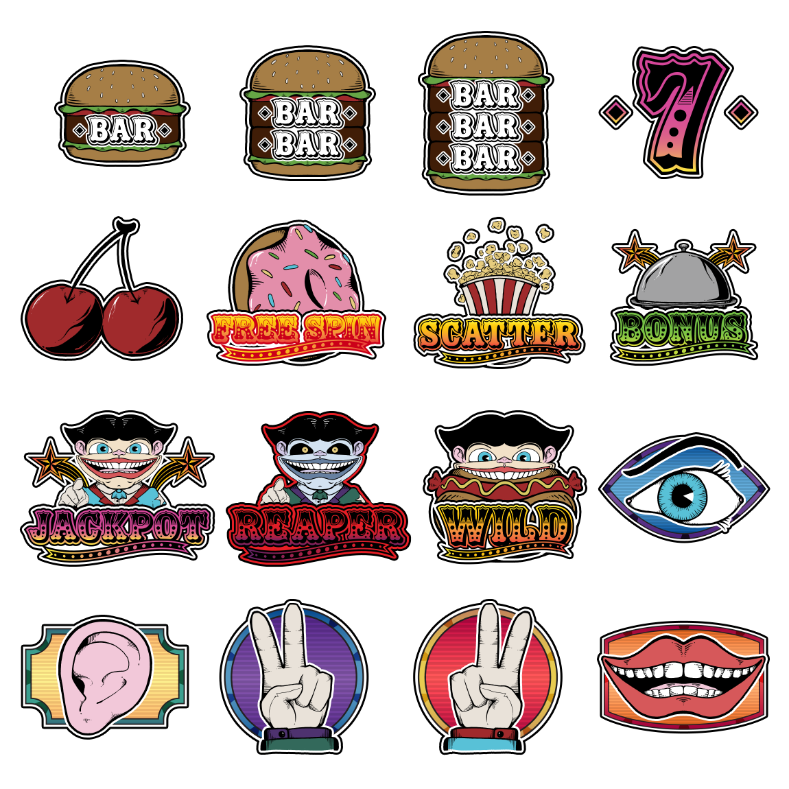 Diner themed slot machine symbols