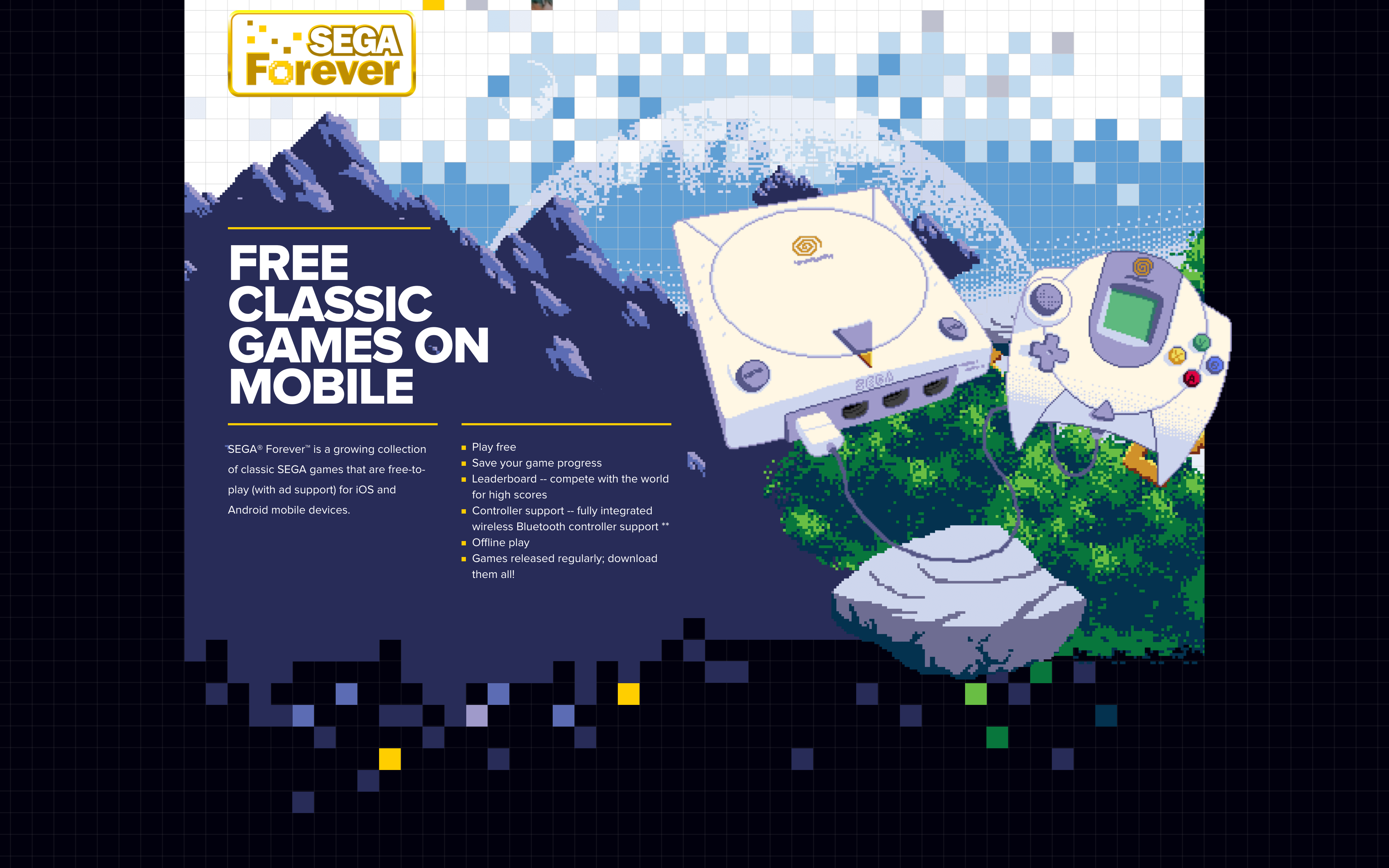 Sega Forever website graphics use example