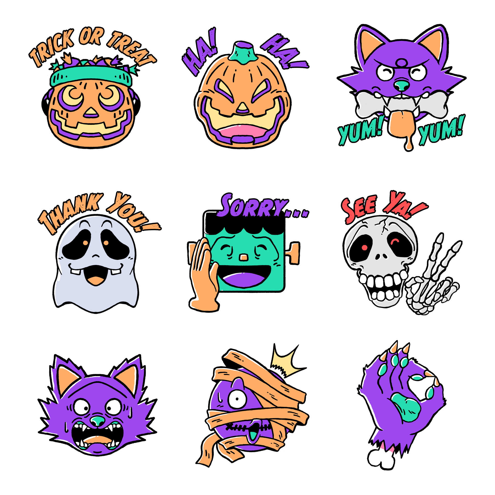 Halloween themed emoticon stickers