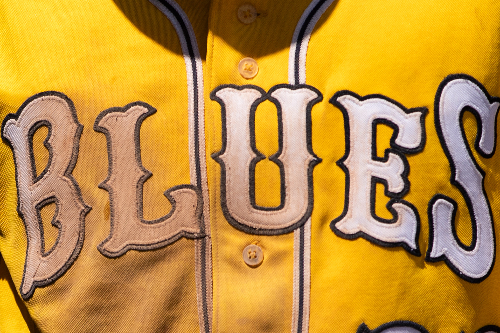 SLO Blues 3B Caden Cuccia (33) jersey during the game against the Menlo Park Legends at Sinsheimer Stadium in San Luis Obispo, California on June 8, 2025.