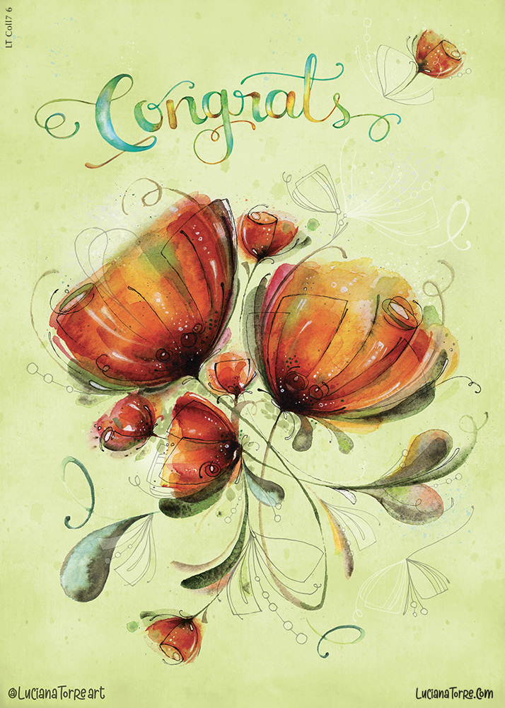 romantic bunch of tulips and red poppies blooms with organic hand written lettering for congratulations. elegant flower bouquet in orange red and pastel green