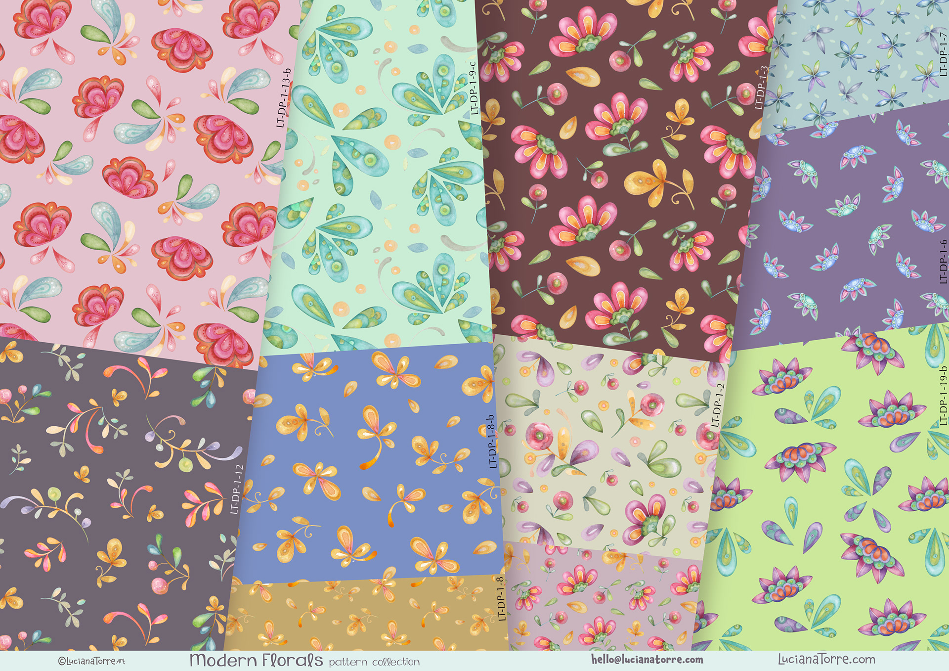 geometric florals and vines with modern daisies and botanicals motifs