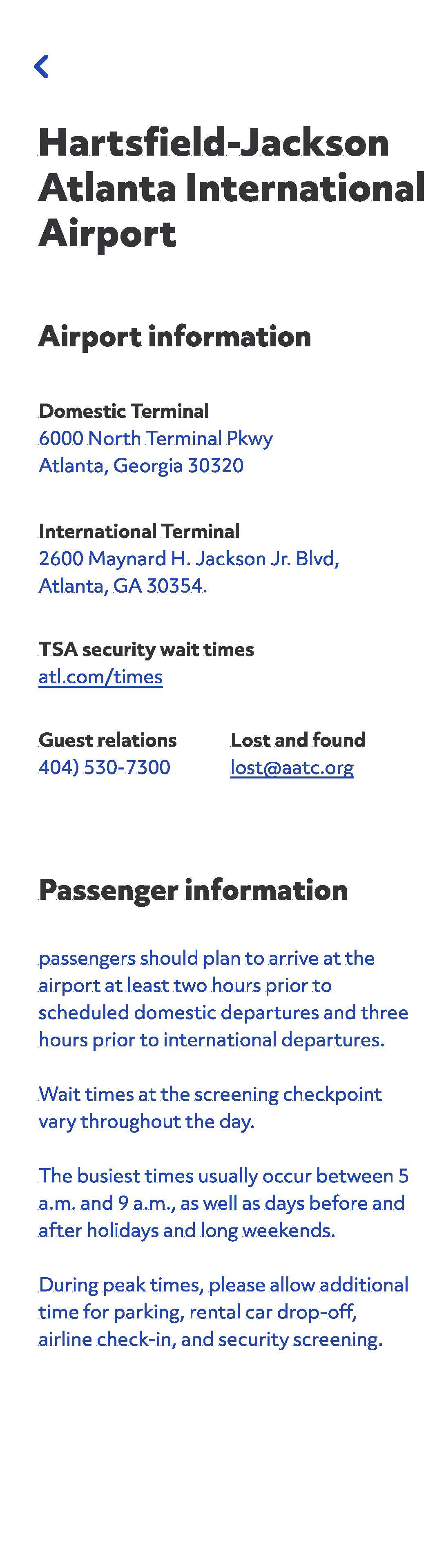Additional info screen
