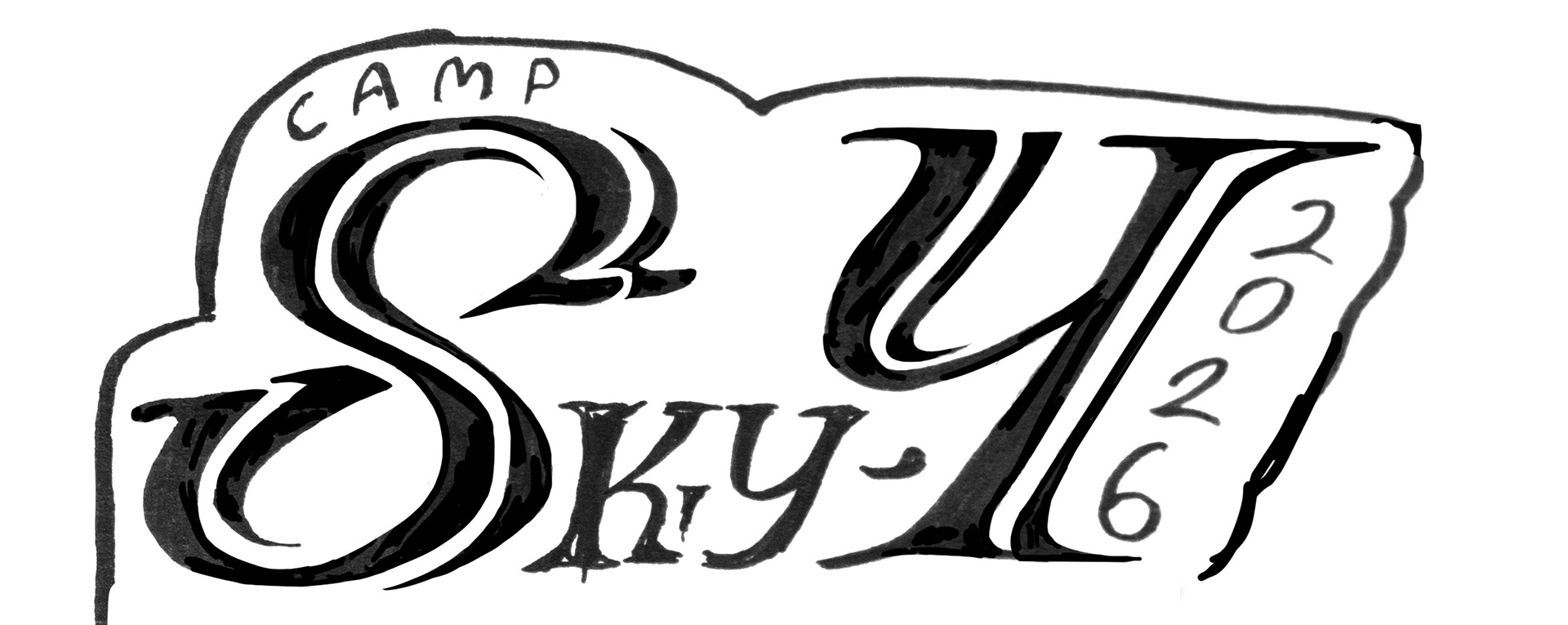 Hand-drawn lettering sketch to be traced into vectors.