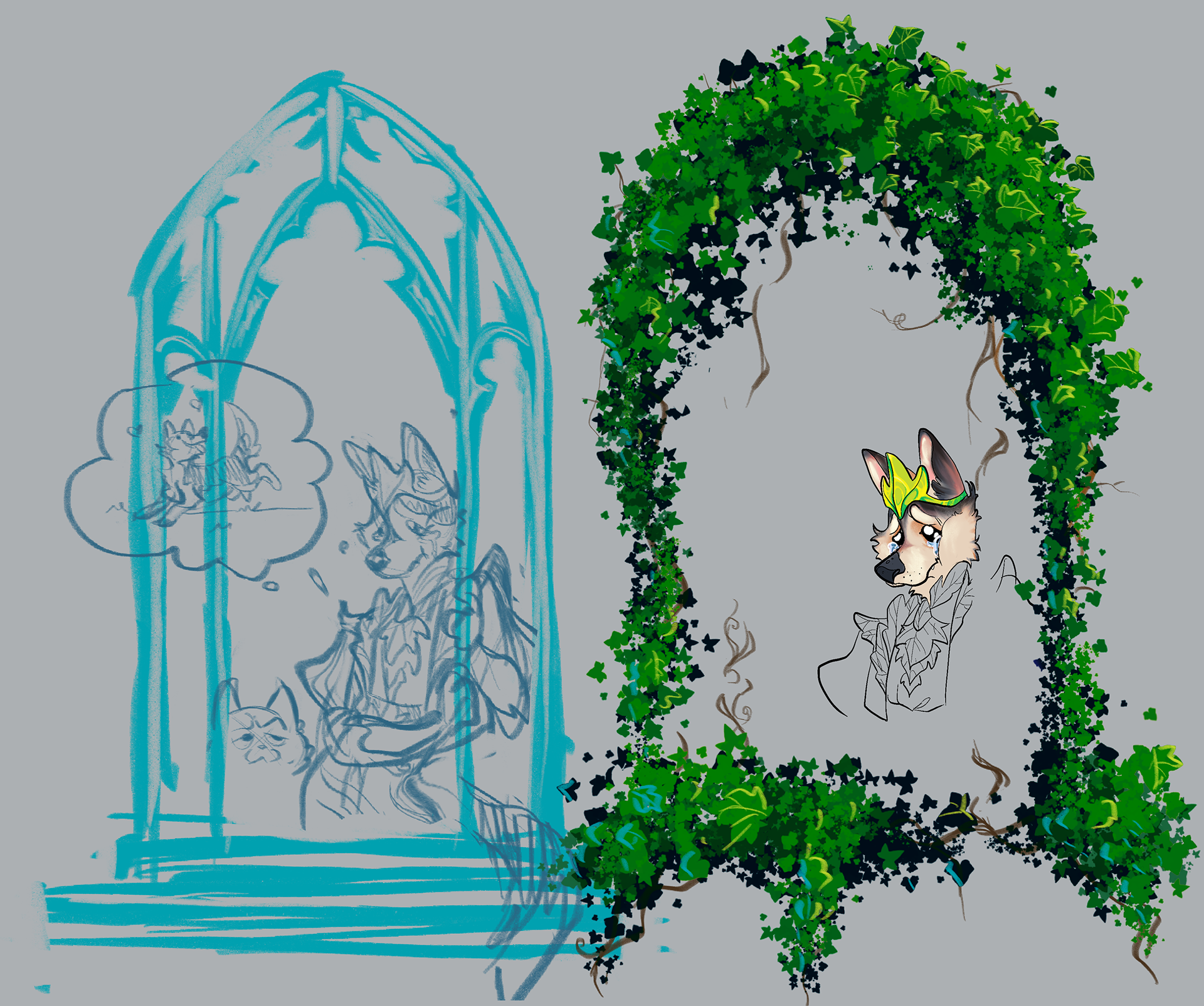 Husky stuck indoors.